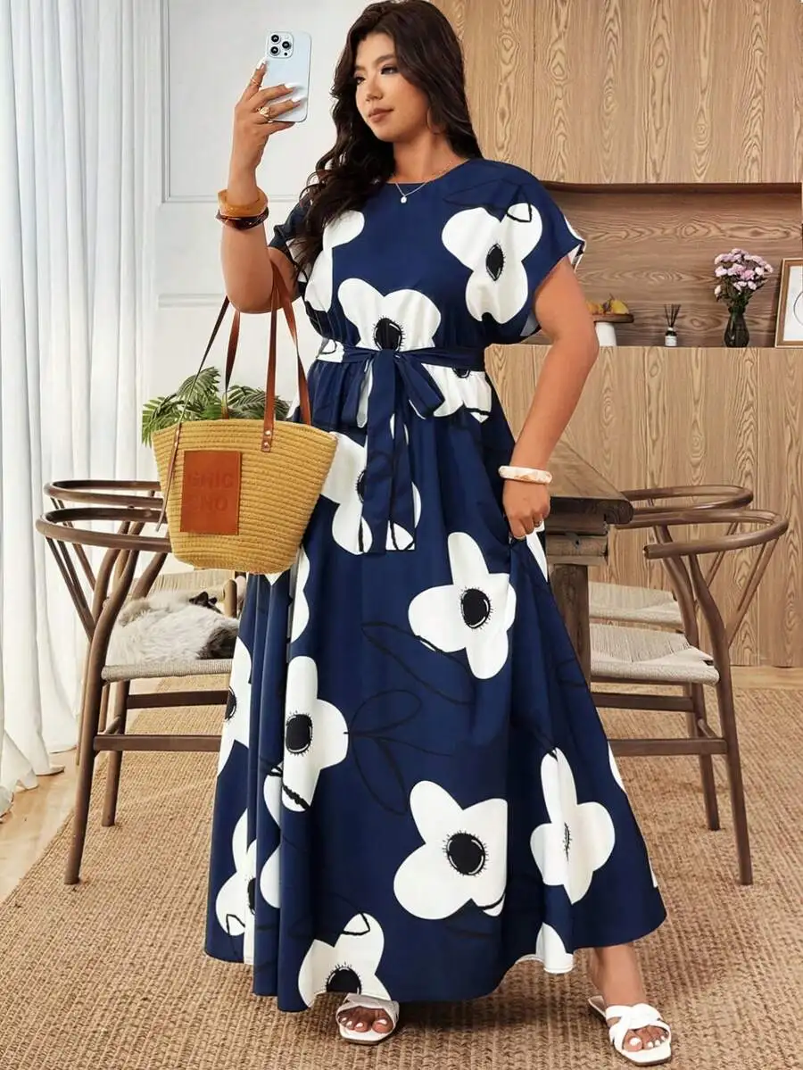 Plus Size Women Floral Print Short Sleeve Belted Maxi Dress Casual Elegant Summer Vacation Outfit
Plus Size Women Floral Print Short Sleeve Belted Maxi Dress Casual Elegant Summer Vacation Outfit