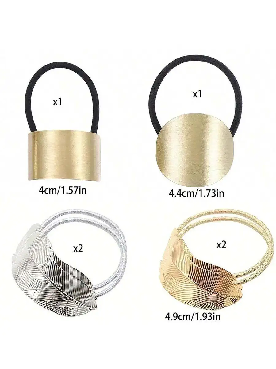 4pcs Boho Minimalist Metal Hair Ties Elastic Ponytail Holders Feather And Solid Design Women Accessories
4pcs Boho Minimalist Metal Hair Ties Elastic Ponytail Holders Feather And Solid Design Women Accessories