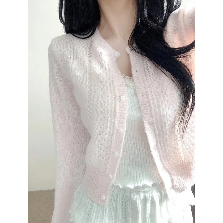 Chic Hollow out Knitted Cardigan Women's round Neck Slim Fit Top Versatile Soft Style Summer New Arrival 2026 Polyester Fiber
Chic Hollow out Knitted Cardigan Women's round Neck Slim Fit Top Versatile Soft Style Summer New Arrival 2026 Polyester Fiber