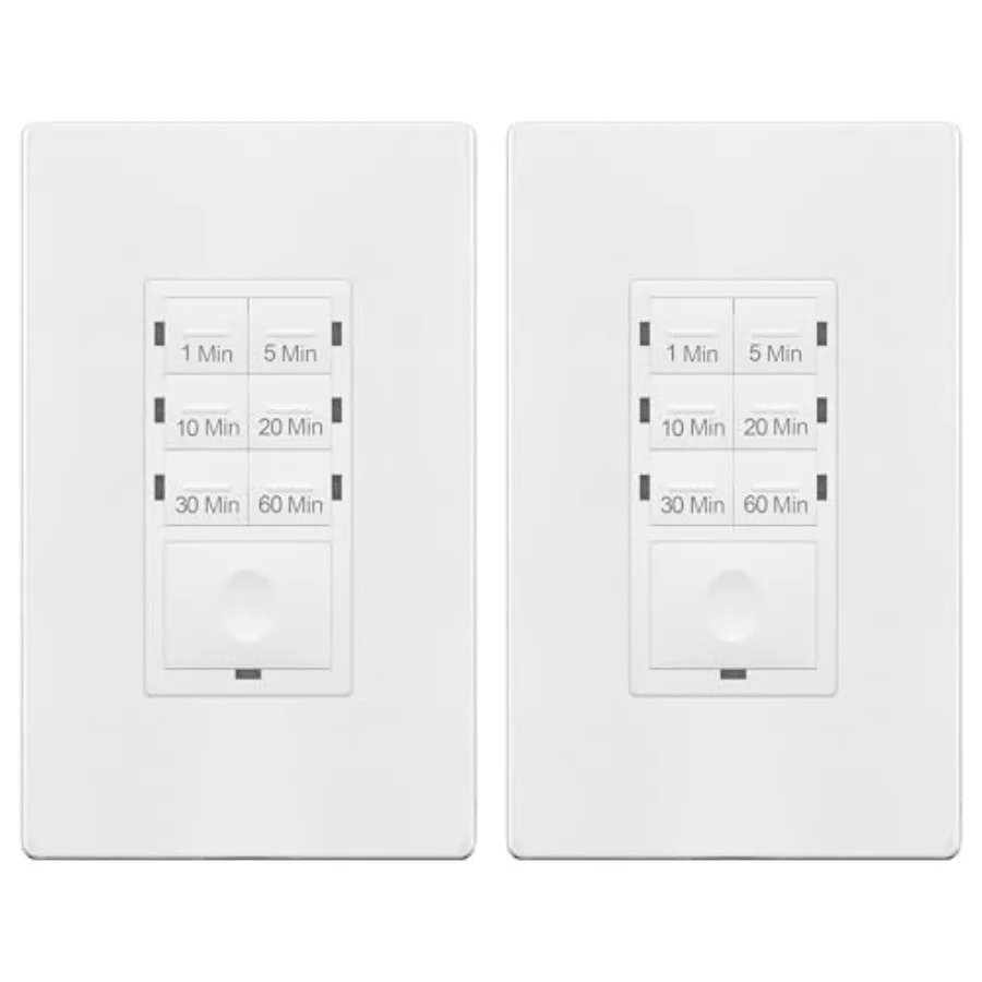 Light Switch Timer, Countdown Wall Timer for Bathroom Fans, Heaters, No Neutral Required, 1-5-10-20--60, 120VAC 800W, UL Listed
Light Switch Timer, Countdown Wall Timer for Bathroom Fans, Heaters, No Neutral Required, 1-5-10-20--60, 120VAC 800W, UL Listed