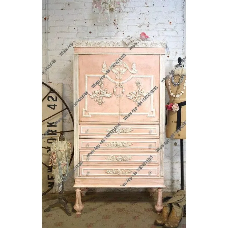 N64 French retro old double door wardrobe European solid wood carving flower children's wardrobe multi-drawer locker storage cab
N64 French retro old double door wardrobe European solid wood carving flower children's wardrobe multi-drawer locker storage cab