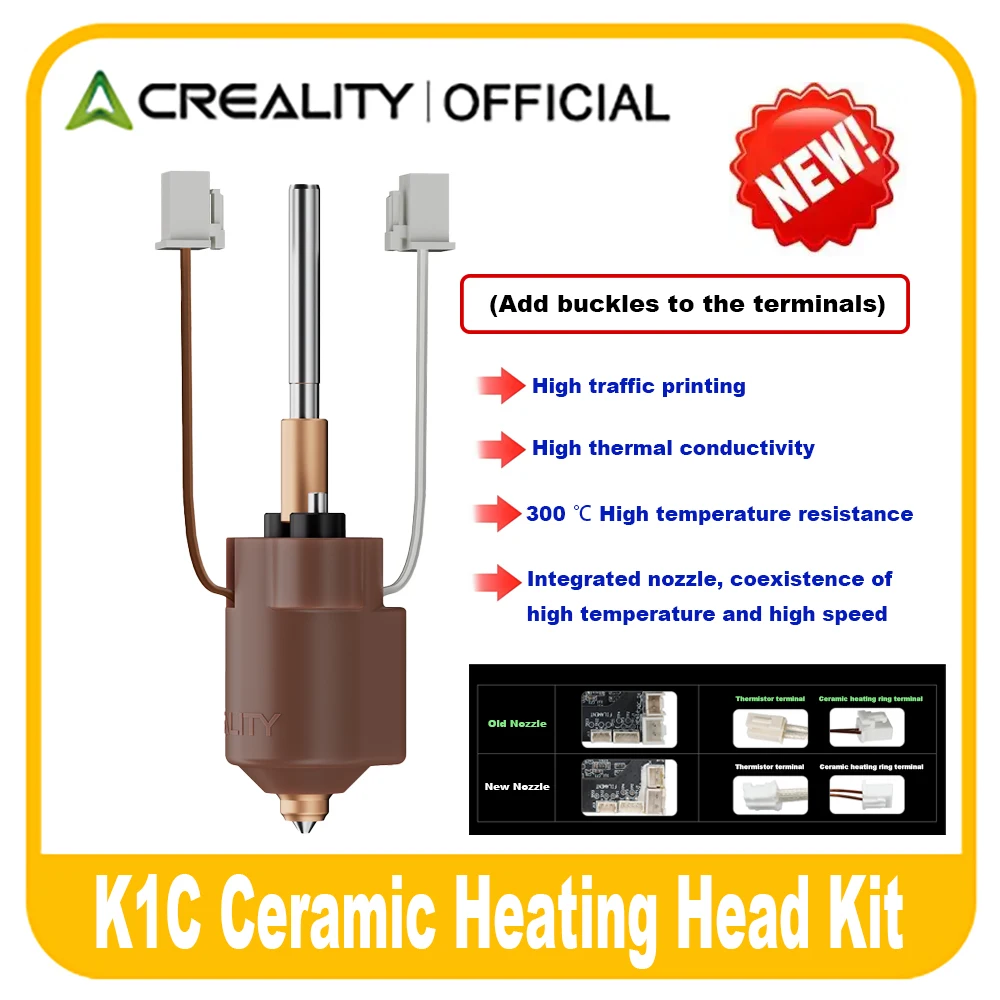 Creality K1 MAX/K1C Ceramic Heating Block Kit Quick-swap Nozzle High Flow Printing for K1MAX/K1C/K1SE/K1 3D Printer Accessories
Creality K1 MAX/K1C Ceramic Heating Block Kit Quick-swap Nozzle High Flow Printing for K1MAX/K1C/K1SE/K1 3D Printer Accessories