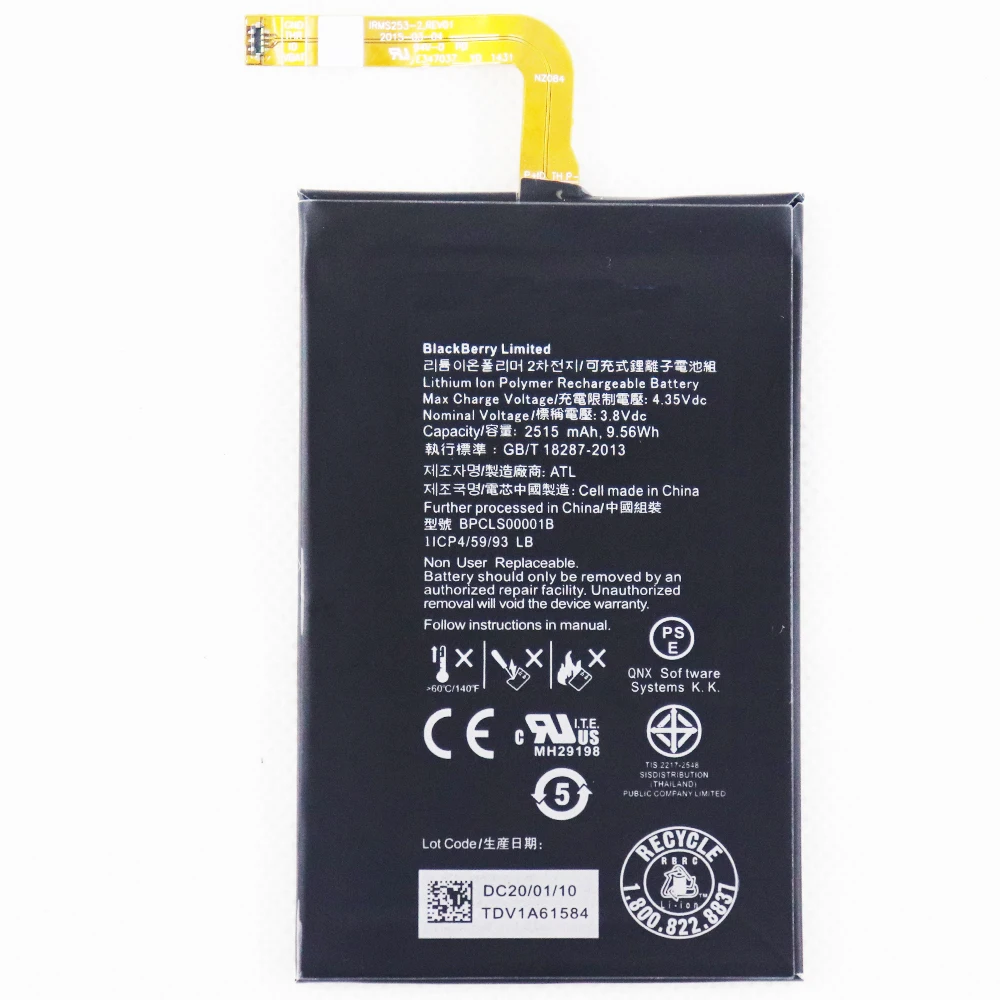 2515mah 9.56wh 3.8v BPCLS00001B battery for BlackBerry Q20 Classic SQC100-1 SQC100-3
2515mah 9.56wh 3.8v BPCLS00001B battery for BlackBerry Q20 Classic SQC100-1 SQC100-3