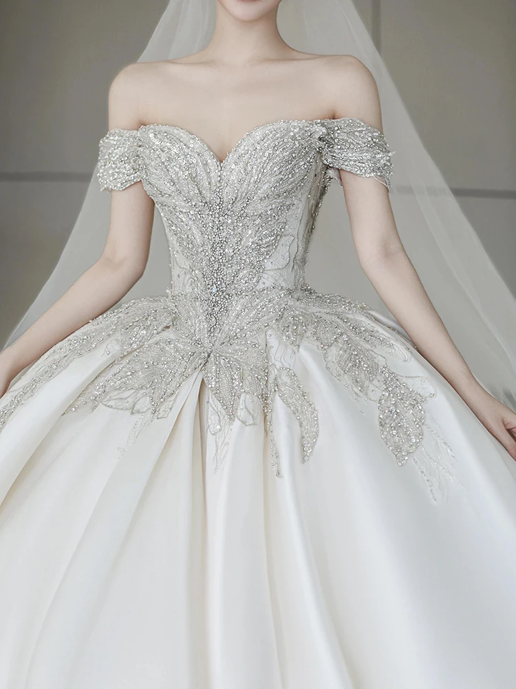 One oulder Satin Wedding Dr 2025 New Sle ort Bridesmaid Outfit High Quali Drag Tail Princ Sle Floor Length Gown
One oulder Satin Wedding Dr 2025 New Sle ort Bridesmaid Outfit High Quali Drag Tail Princ Sle Floor Length Gown
