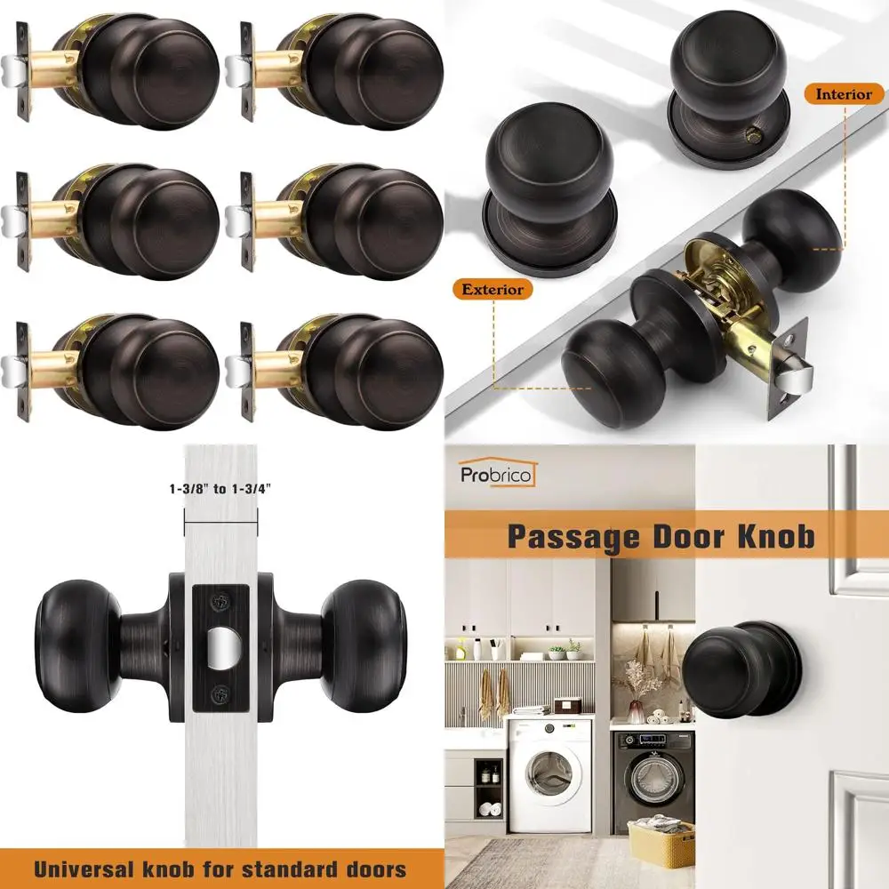 6-Pack Oil Rubbed Bronze Interior Passage Door Knobs with Keyless Ball Design
6-Pack Oil Rubbed Bronze Interior Passage Door Knobs with Keyless Ball Design