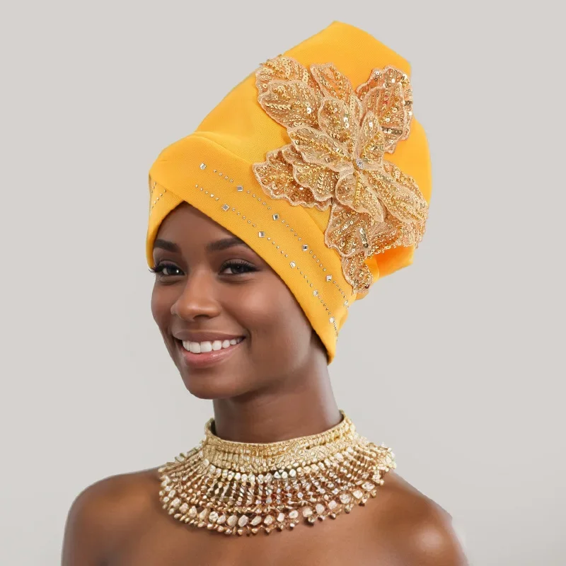 2025 New African Women's Turban Cap Nigeria Auto Gele Headtie Already Made Wedding Geles Female Head Wraps with Diamond Flower
2025 New African Women's Turban Cap Nigeria Auto Gele Headtie Already Made Wedding Geles Female Head Wraps with Diamond Flower