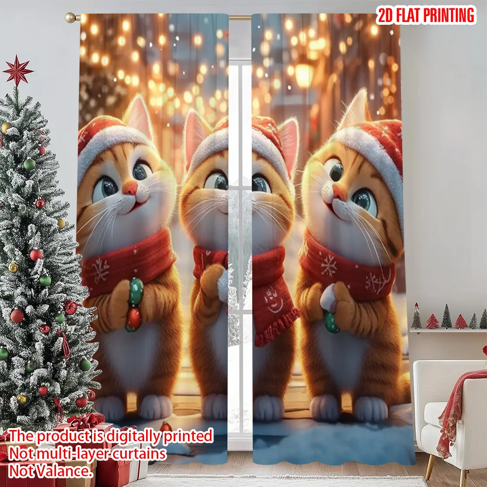 2pcs 2D flat printing Merry Christmas Window Drapes Cute cat with candy 100% Polyester Without Electricity Party Decorations
2pcs 2D flat printing Merry Christmas Window Drapes Cute cat with candy 100% Polyester Without Electricity Party Decorations
