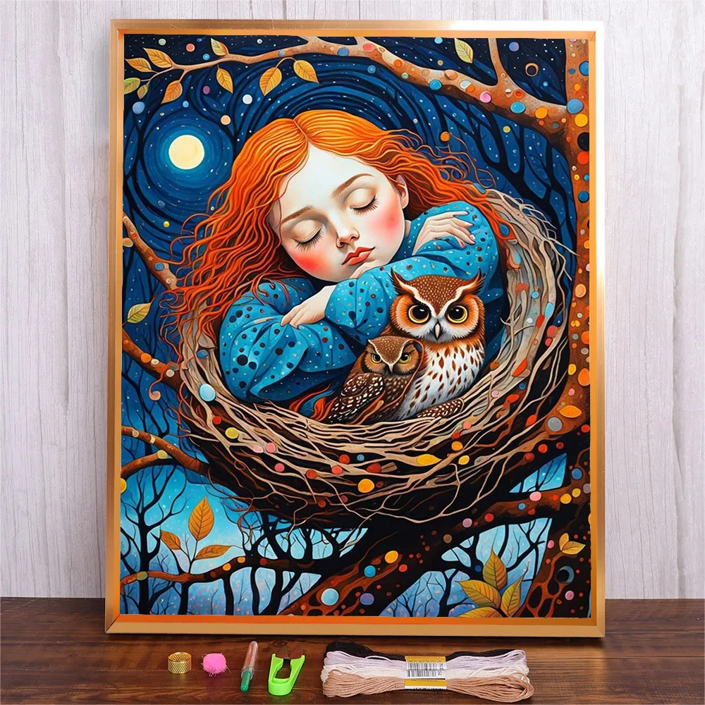 Owl Girl Cross Stitch Kit Cotton Thread 14CT 11CT Full Printed Canvas Stitching Embroidery DIY Cartoon Pattern Art Handicraft
Owl Girl Cross Stitch Kit Cotton Thread 14CT 11CT Full Printed Canvas Stitching Embroidery DIY Cartoon Pattern Art Handicraft