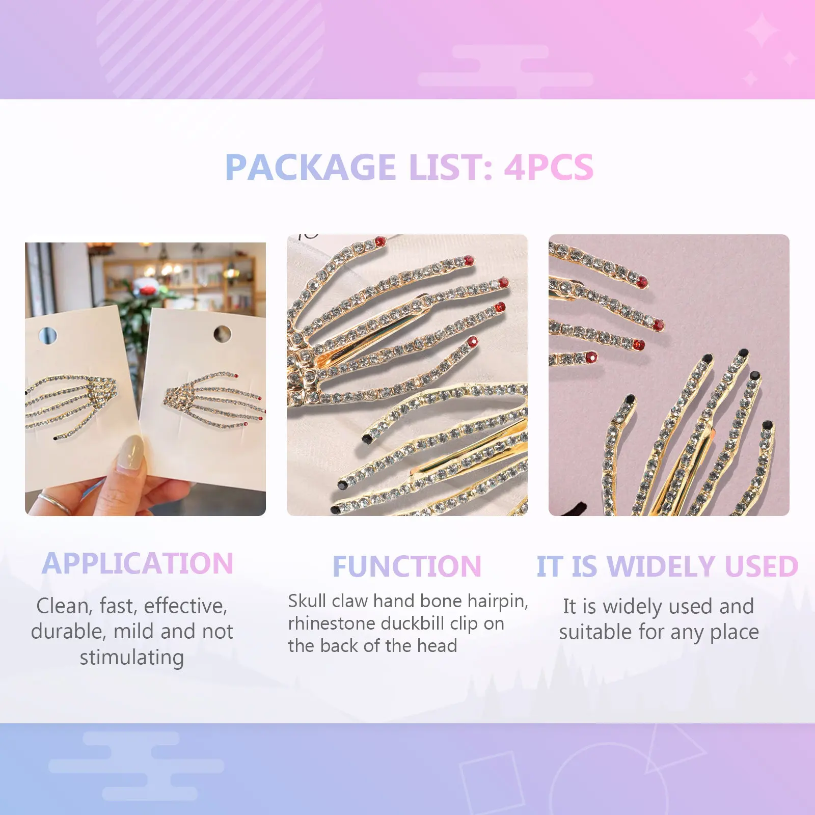 Набор из 4 заколок для волос на Хэллоуин: креативные заколки-уточки с стразами, аксессуары для волос для женщин, украшение для вечеринок
Набор из 4 заколок для волос на Хэллоуин: креативные заколки-уточки с стразами, аксессуары для волос для женщин, украшение для вечеринок