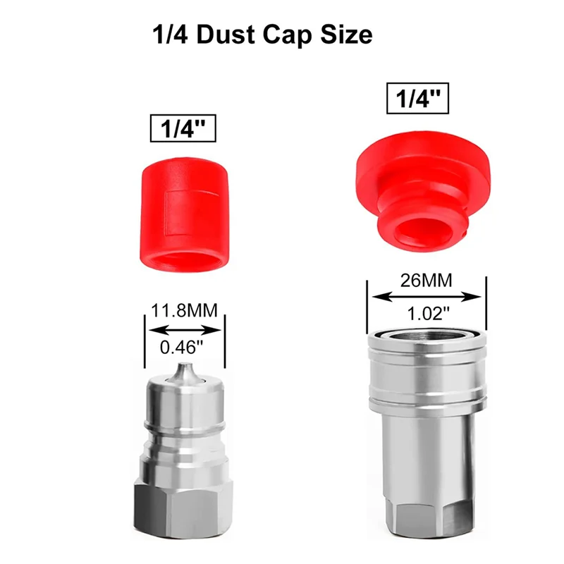 AC23-4X ISO-A 1/4 Hydraulic Quick Coupler Male Dust Cap And Female Plug Cover, Fits Hydraulic Quick Disconnects Coupler 
AC23-4X ISO-A 1/4 Hydraulic Quick Coupler Male Dust Cap And Female Plug Cover, Fits Hydraulic Quick Disconnects Coupler