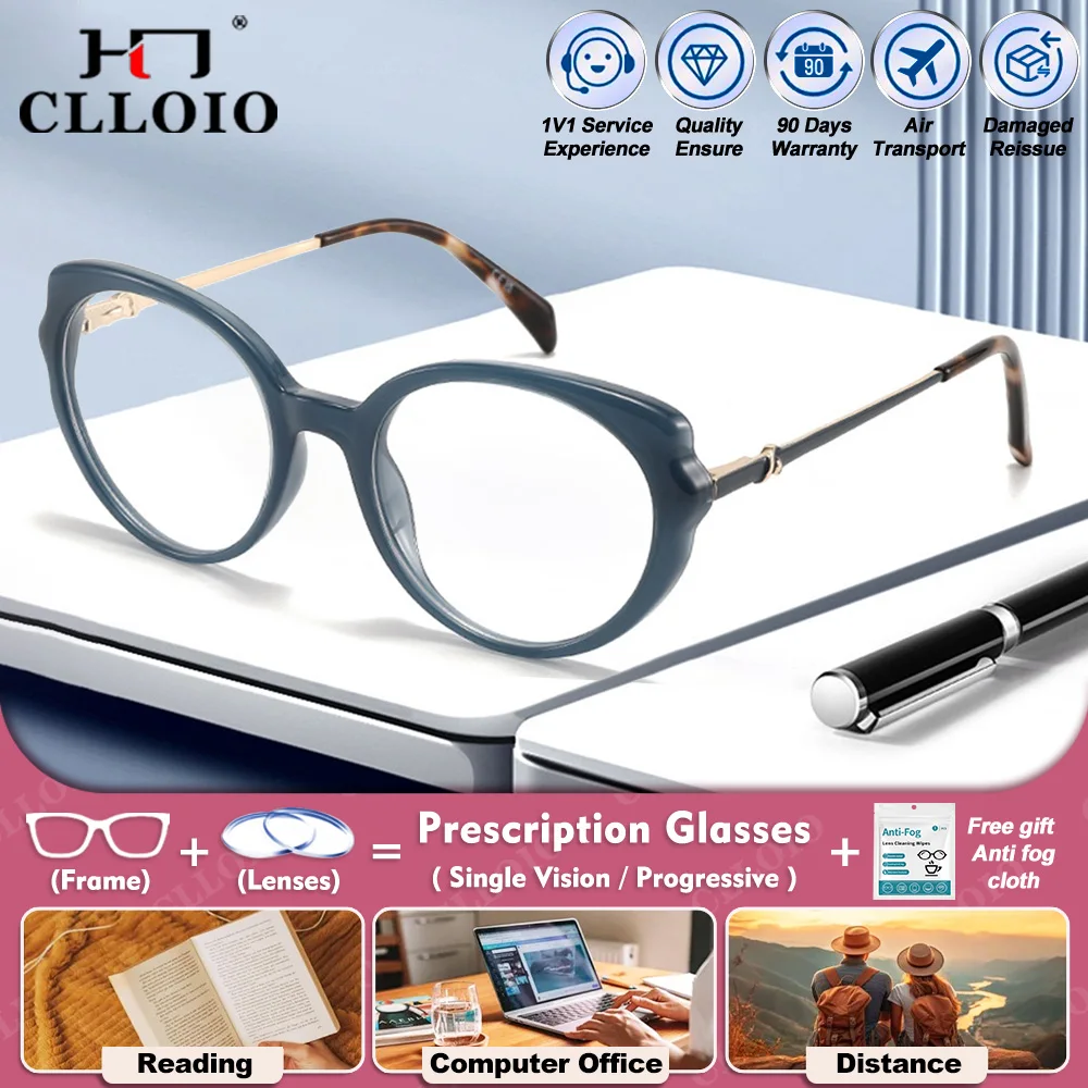 CLLOIO New Design Fashion Ladies Cat Eye Prescription Reading Glasses Anti Blue Ray Photochromic Progressive Computer Eyeglasses
CLLOIO New Design Fashion Ladies Cat Eye Prescription Reading Glasses Anti Blue Ray Photochromic Progressive Computer Eyeglasses