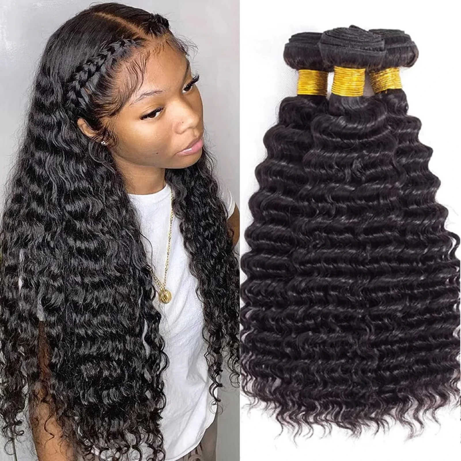 Brazilian Deep Wave Bundles Hair 12A Virgin Human Hair Deep Wave Bundles Human Hair 1/3/4 Natural Black Bundles For Women
Brazilian Deep Wave Bundles Hair 12A Virgin Human Hair Deep Wave Bundles Human Hair 1/3/4 Natural Black Bundles For Women