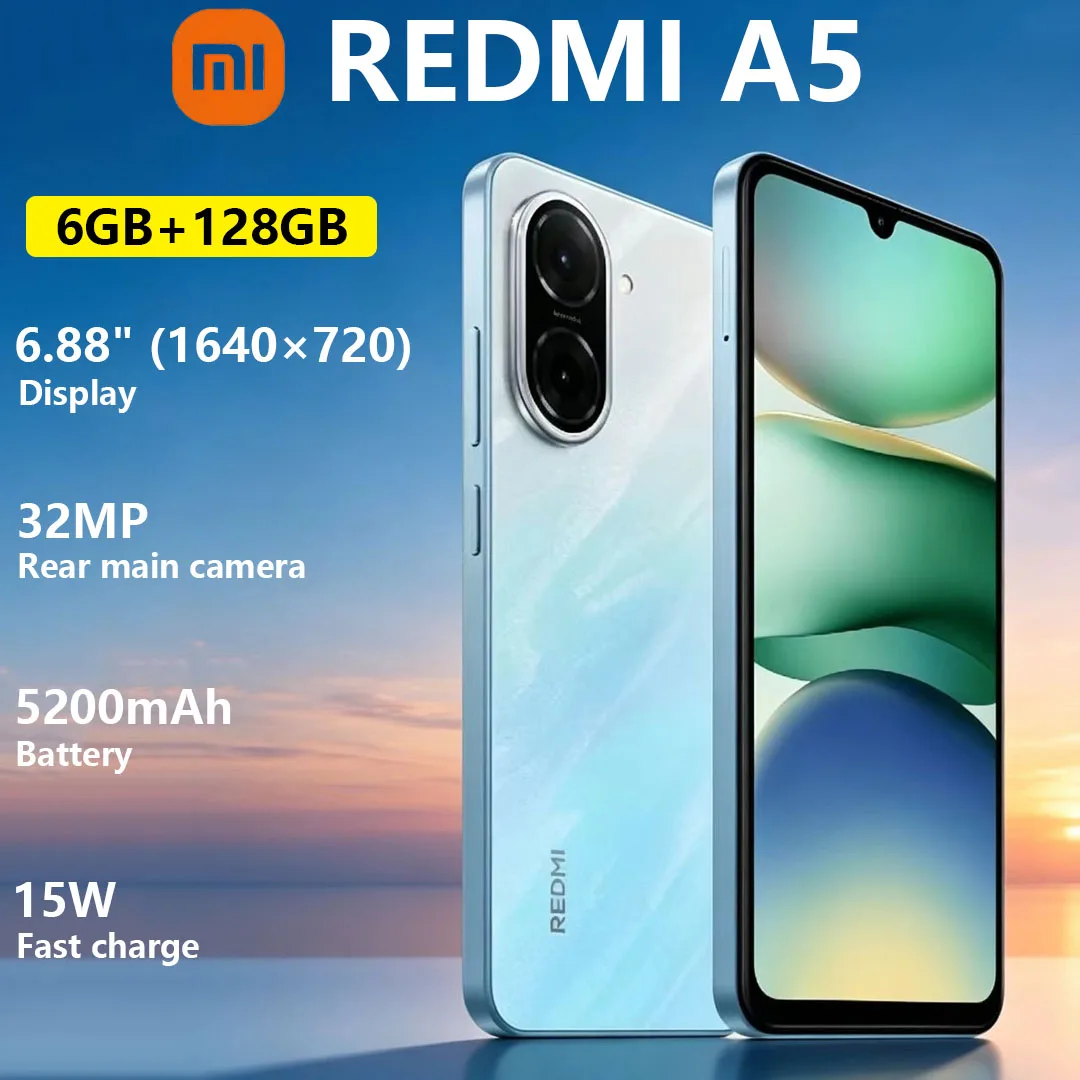 New Xiaomi Redmi A5 Smartphone 6.88-inch Display 5200mAh Battery 15W Fast Charging Fashion High-looking Design Mobile Phone
New Xiaomi Redmi A5 Smartphone 6.88-inch Display 5200mAh Battery 15W Fast Charging Fashion High-looking Design Mobile Phone