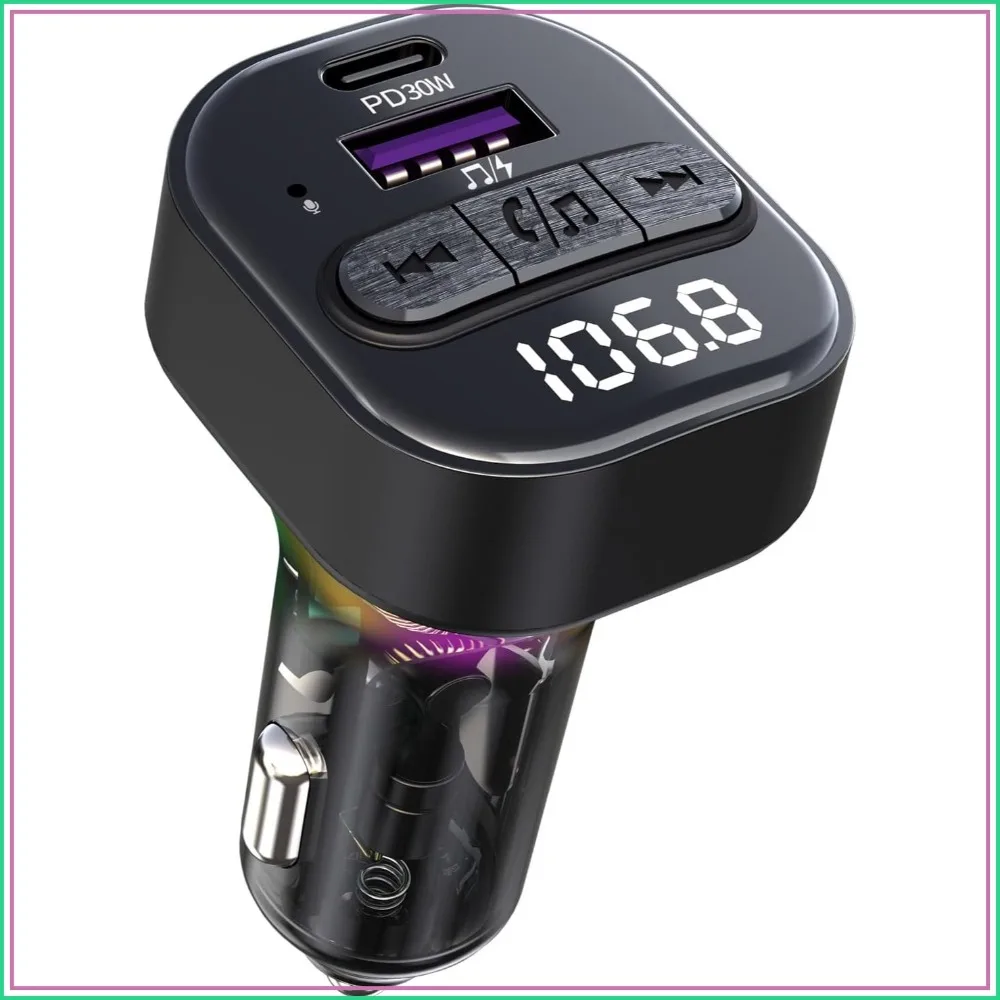 Bluetooth 5.3 FM Transmitter for Car, PD30W+QC3.0 Charger, Hands-Free Calling, MP3, USB Drive, 7-Color LED
Bluetooth 5.3 FM Transmitter for Car, PD30W+QC3.0 Charger, Hands-Free Calling, MP3, USB Drive, 7-Color LED