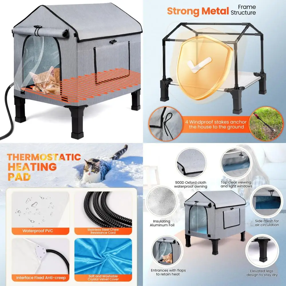 Большой водонепроницаемый уличный домик для кошек с подогреваемой лежанкой для всех сезонов
Большой водонепроницаемый уличный домик для кошек с подогреваемой лежанкой для всех сезонов