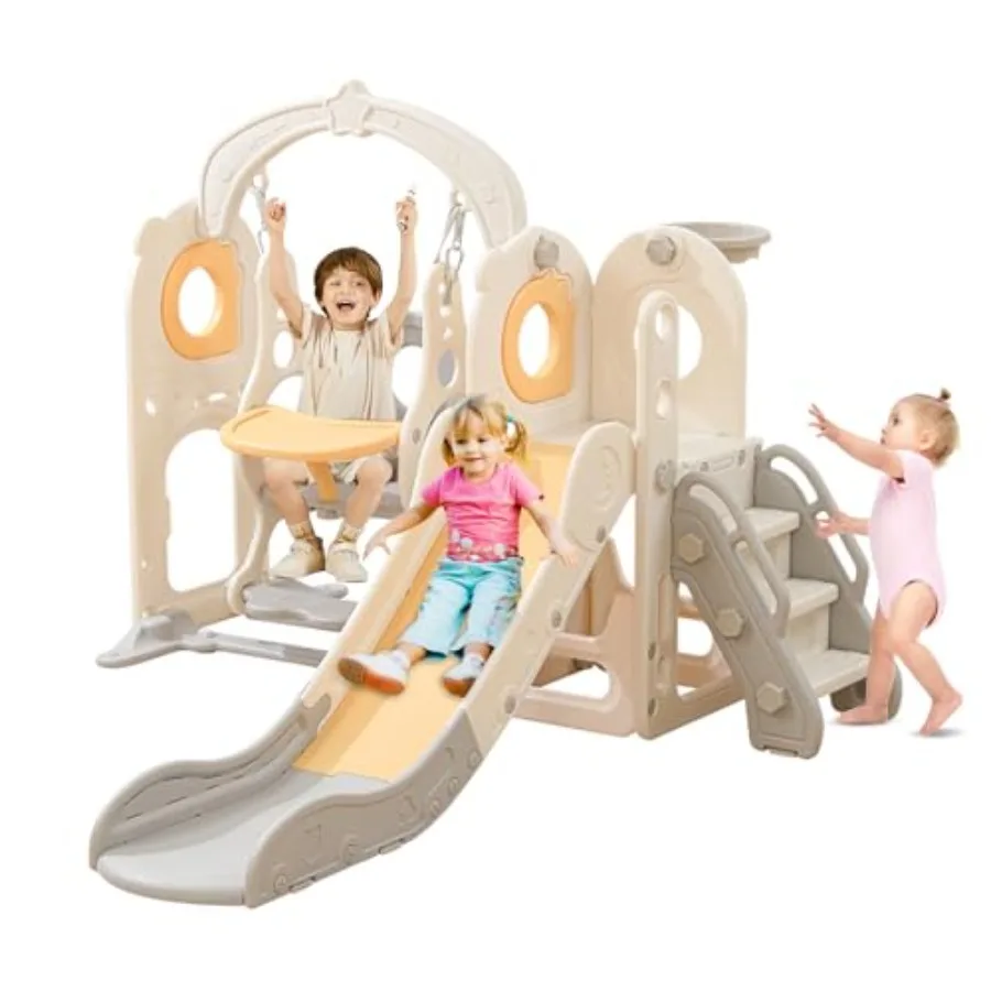 Отдельностоящая горка для малышей с качелями 6 в 1, игровой комплекс для детей 1-3 лет, L-образная горка с баскетбольным кольцом, детская горка
Отдельностоящая горка для малышей с качелями 6 в 1, игровой комплекс для детей 1-3 лет, L-образная горка с баскетбольным кольцом, детская горка