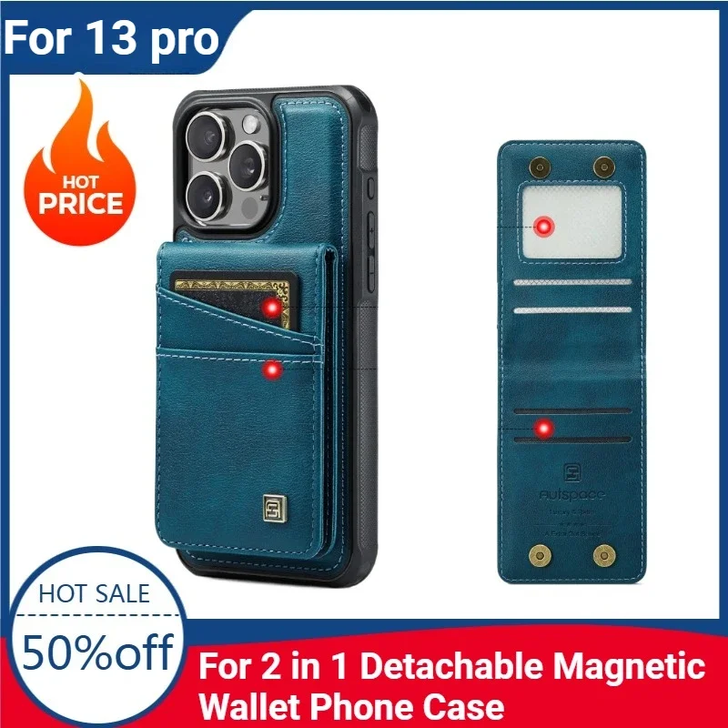New 2 in 1 Detachable Magnetic Wallet Phone Case for IPhone 13 14 15 Pro Max Leather with Card Holder Wrist Strap Cover
New 2 in 1 Detachable Magnetic Wallet Phone Case for IPhone 13 14 15 Pro Max Leather with Card Holder Wrist Strap Cover