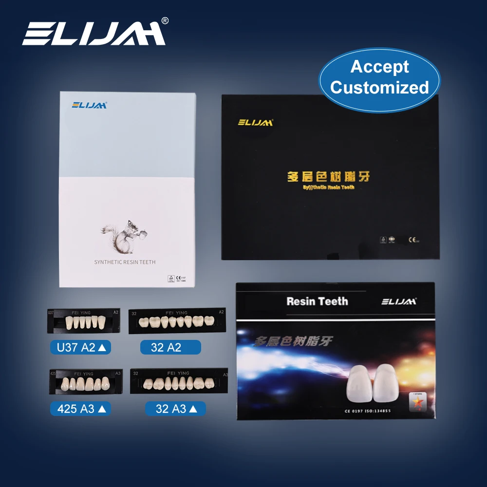 ELIJAH Dental Synthetic Resin Teeth Anterior Posterior 2 Layers Polymer A2 Customized Full Set Denture Teeth Dentist Materials
ELIJAH Dental Synthetic Resin Teeth Anterior Posterior 2 Layers Polymer A2 Customized Full Set Denture Teeth Dentist Materials