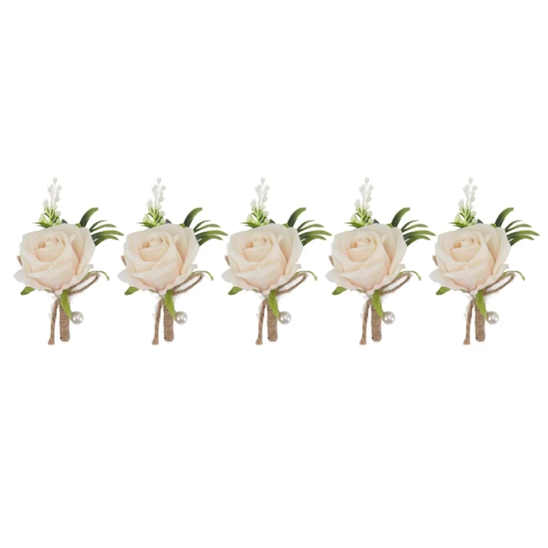 5PCS Wedding Boutonniere Pin Fixed Plastic Artificial Flower Corsage For Bride And Groom Champagne
5PCS Wedding Boutonniere Pin Fixed Plastic Artificial Flower Corsage For Bride And Groom Champagne