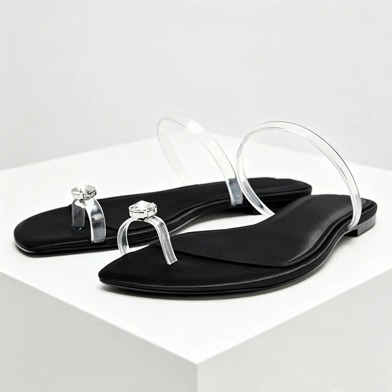 Crystal Detail Flat Transparent Strap Sandals Women Cute Open Toe Flat Slippers for Ladies Summer Comfortable Women Beach Shoes
Crystal Detail Flat Transparent Strap Sandals Women Cute Open Toe Flat Slippers for Ladies Summer Comfortable Women Beach Shoes
