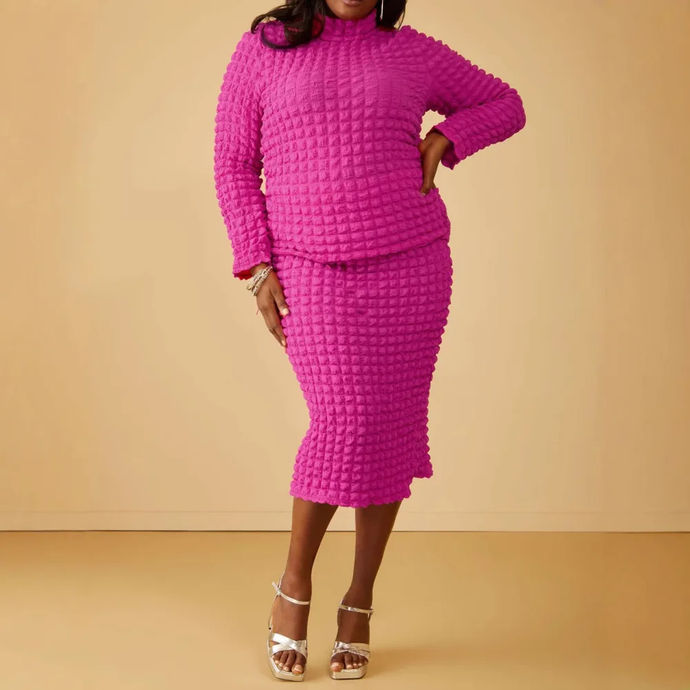 Women Clothing New Large Long Sleeve Round Neck Bubble Cloth Two Piece Set Sets Of Women 2 Pieces Elegant Women's Skirt Set
Women Clothing New Large Long Sleeve Round Neck Bubble Cloth Two Piece Set Sets Of Women 2 Pieces Elegant Women's Skirt Set