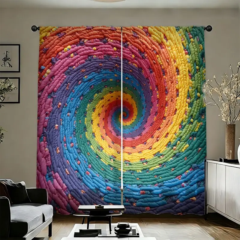 Semi Sheer Curtains Rainbow Quilted Swirl Print Window Drapes Abstract Art Design Home Decor for Bedroom Living Room Dining Room
Semi Sheer Curtains Rainbow Quilted Swirl Print Window Drapes Abstract Art Design Home Decor for Bedroom Living Room Dining Room