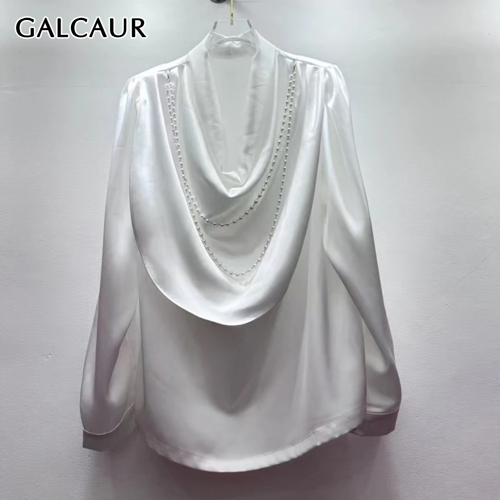 GALCAUR Solid Spliced Beads Basics Shirt Female Swinging Neck Long Sleeve Loose French Women's Shirts Summer New Style Fashion
GALCAUR Solid Spliced Beads Basics Shirt Female Swinging Neck Long Sleeve Loose French Women's Shirts Summer New Style Fashion