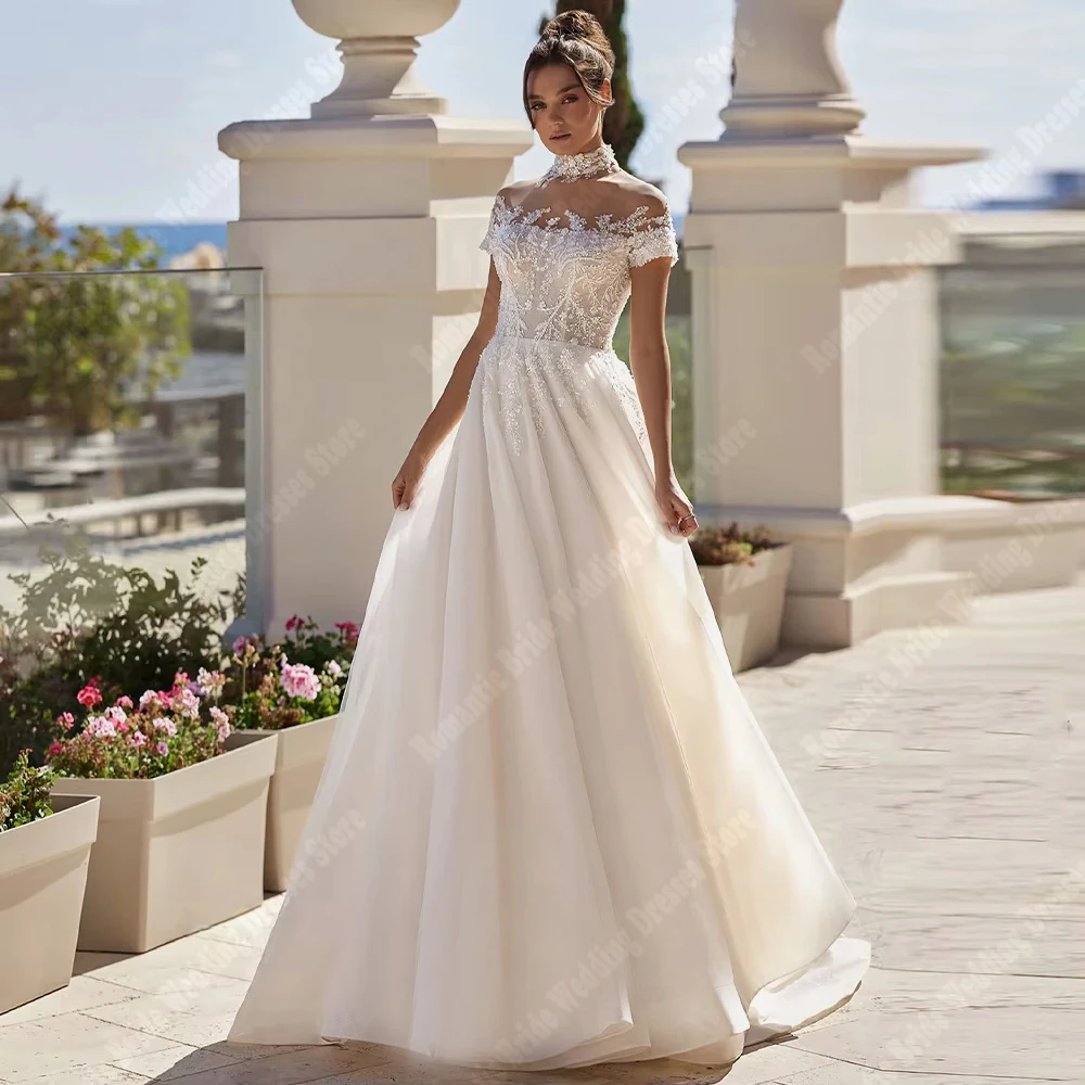 Elegant Tulle A-Line Women Wedding Dresses Vintage Short Sleeves Bridal Gowns Engagement Banquet Vestidos De Novias Customized
Elegant Tulle A-Line Women Wedding Dresses Vintage Short Sleeves Bridal Gowns Engagement Banquet Vestidos De Novias Customized