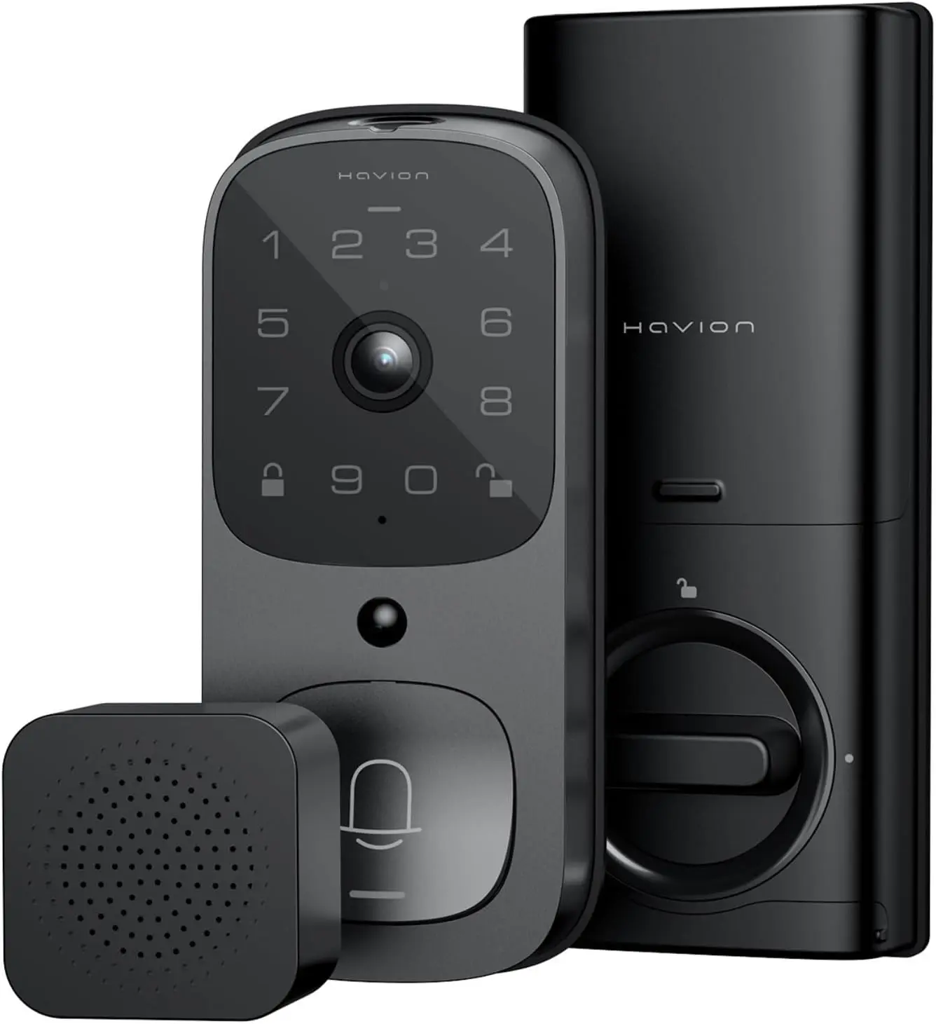 HAVION Deadbolt Smart Lock с камерой — NIU Inno., включая. Звуковой сигнал, засов Wi-Fi 3-в-1 + камера + видеодверной звонок, отпечаток пальца без ключа 
HAVION Deadbolt Smart Lock с камерой — NIU Inno., включая. Звуковой сигнал, засов Wi-Fi 3-в-1 + камера + видеодверной звонок, отпечаток пальца без ключа