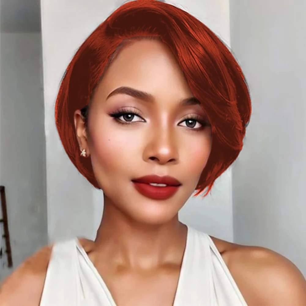 13x4 Transparent Lace Frontal Wig Human Hair Straight Bob Wig Pixie Cut Wig with Pre-Plucked 150% Density 8Inch Wig Colored Wig
13x4 Transparent Lace Frontal Wig Human Hair Straight Bob Wig Pixie Cut Wig with Pre-Plucked 150% Density 8Inch Wig Colored Wig