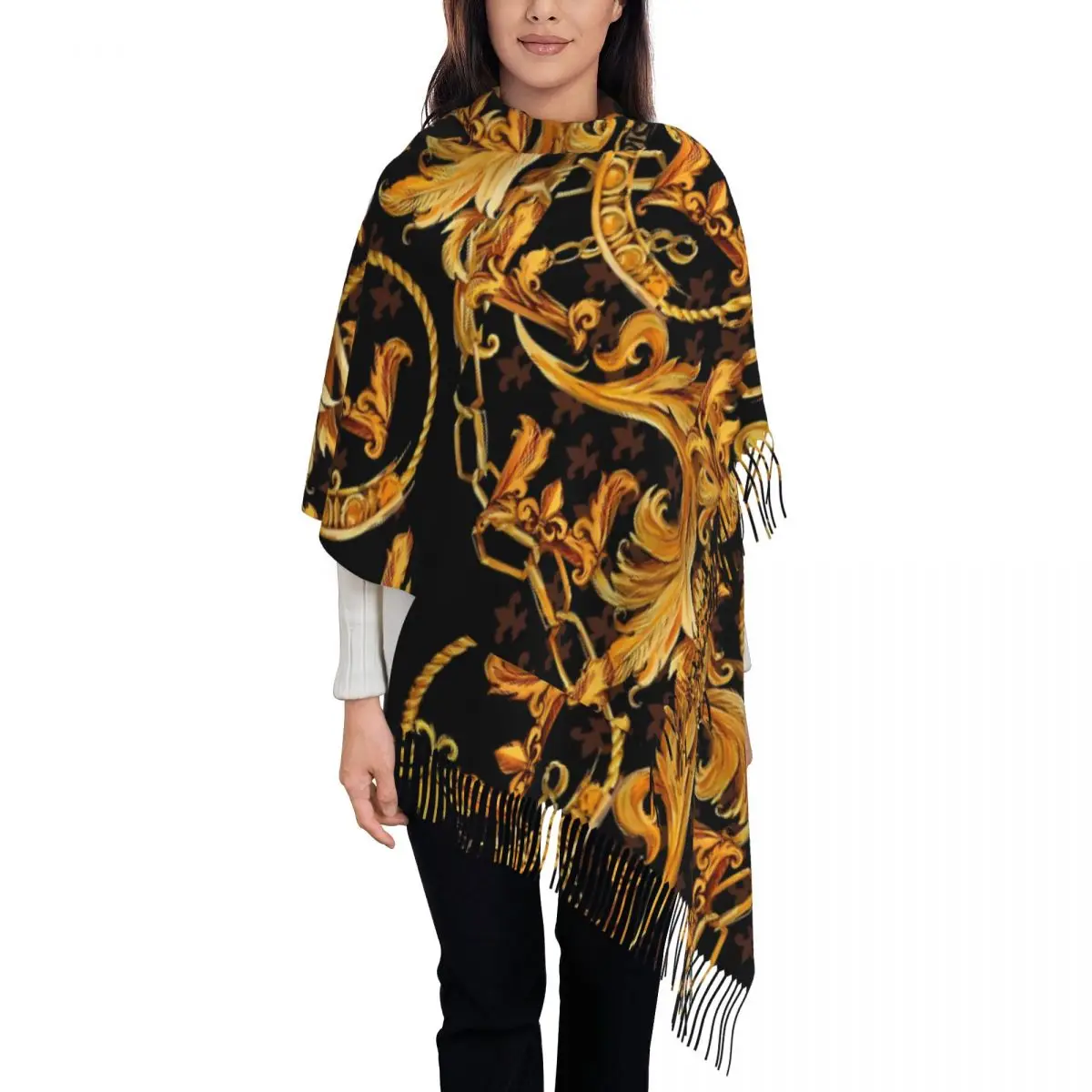 Baroque Golden Shawl Wraps for Womens Winter Warm Long Soft Scarf 17th Century Neckerchief Tassel Scarves
Baroque Golden Shawl Wraps for Womens Winter Warm Long Soft Scarf 17th Century Neckerchief Tassel Scarves