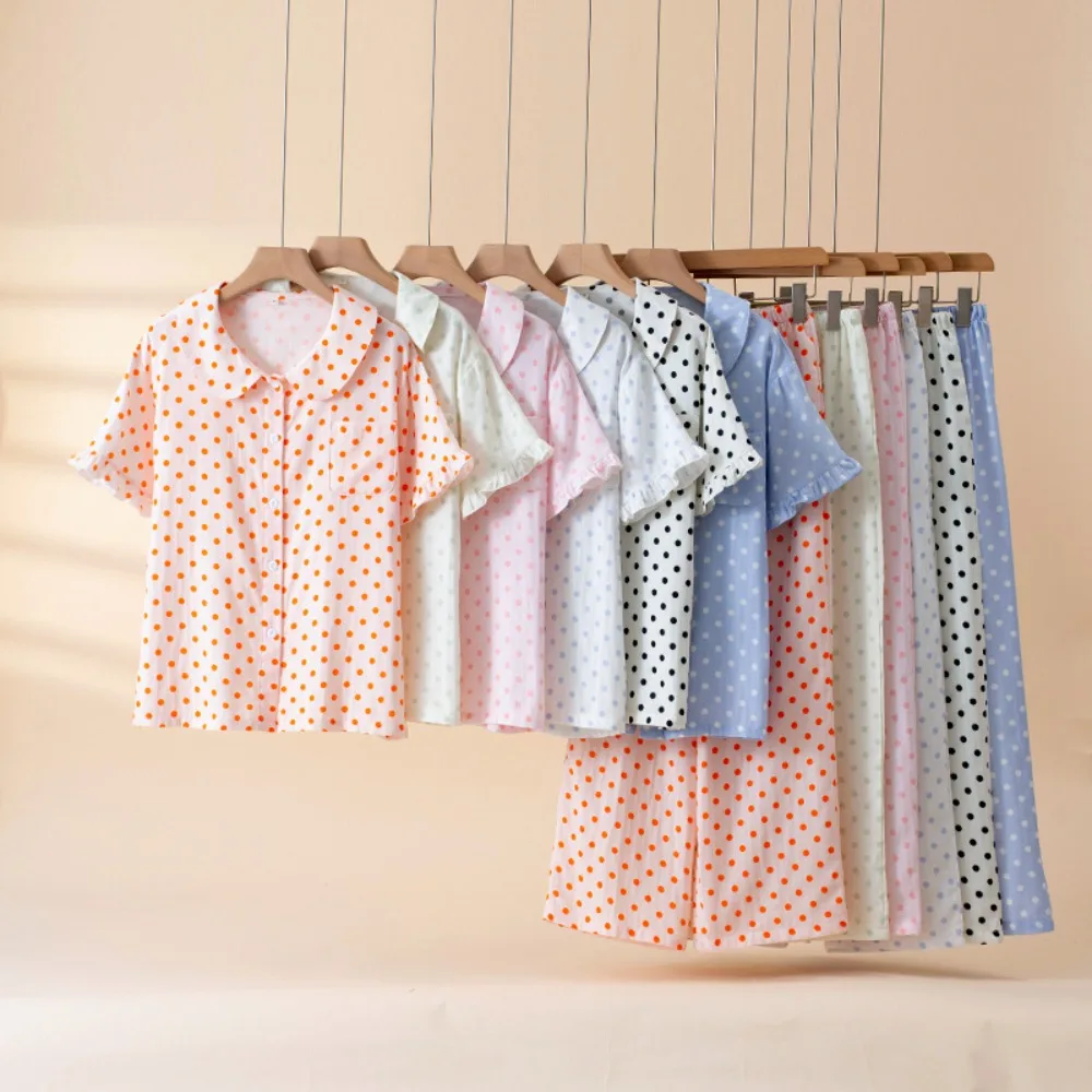 2Pcs/Set Summer Women's Pajamas Sleepwear Loungewear Suit Short Sleeve Top Comfort for Homewear New Casual Soft Pajamas Set
2Pcs/Set Summer Women's Pajamas Sleepwear Loungewear Suit Short Sleeve Top Comfort for Homewear New Casual Soft Pajamas Set