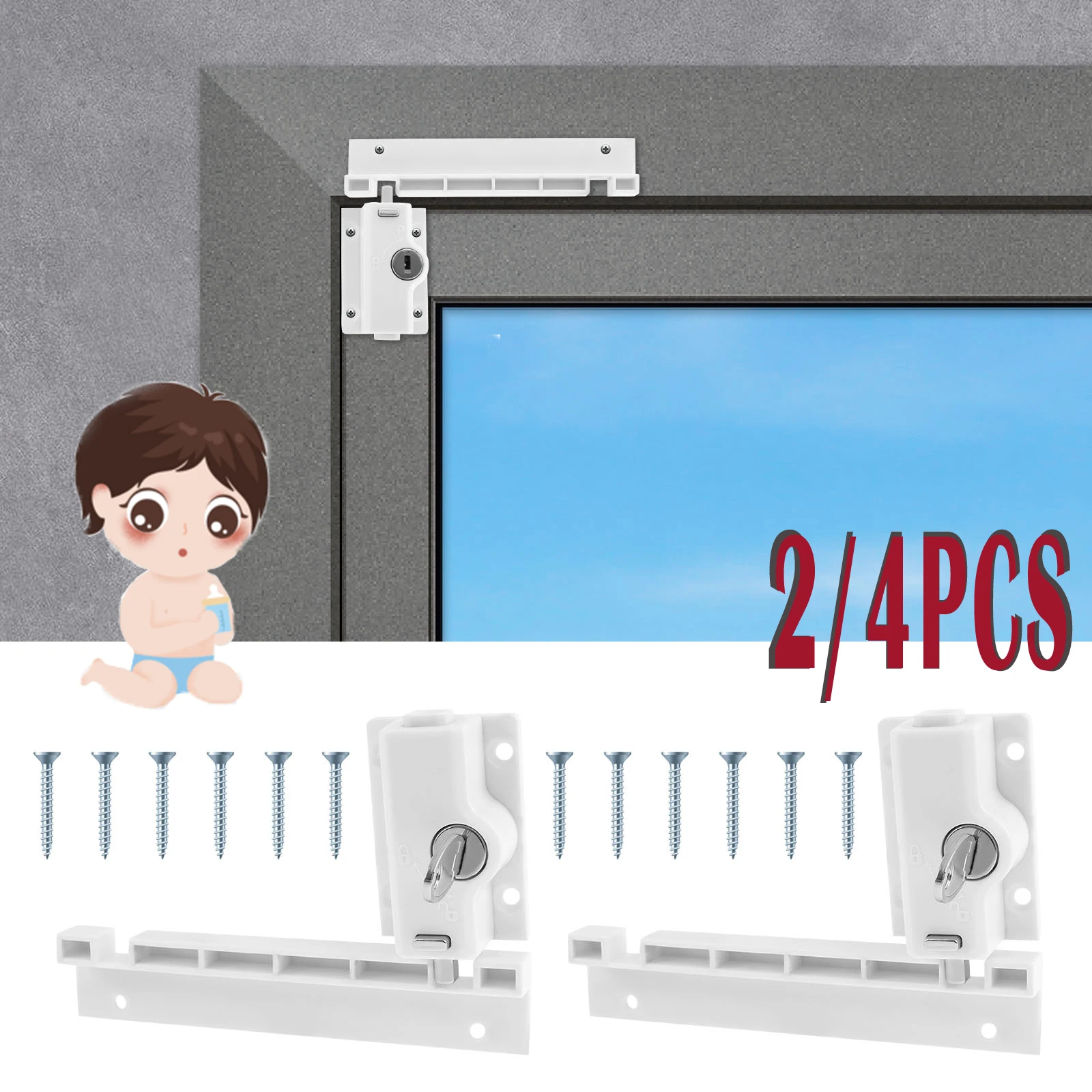 2/4Pcs Sliding Door Locks Sturdy Multifunctional Sliding Patio Door Lock Easy to Install Glass Window Security Locks with Keys
2/4Pcs Sliding Door Locks Sturdy Multifunctional Sliding Patio Door Lock Easy to Install Glass Window Security Locks with Keys