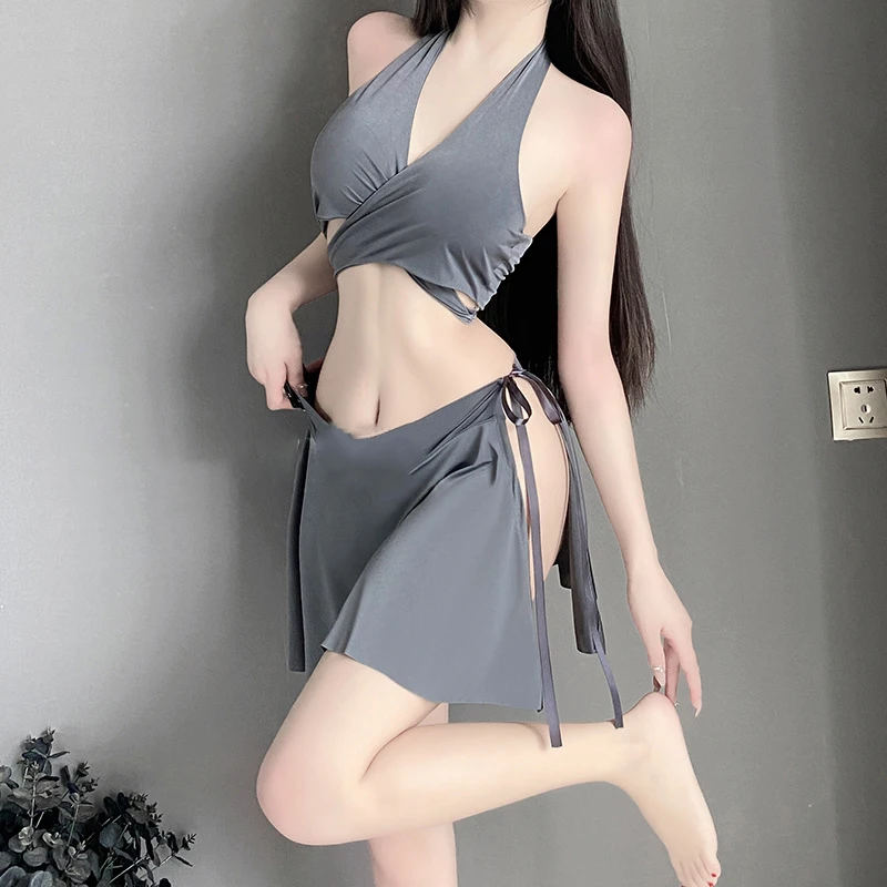 Sexy V-neck Lingerie Pure Desire Uniform Side Lace-Up Women Night Pajamas Set
Sexy V-neck Lingerie Pure Desire Uniform Side Lace-Up Women Night Pajamas Set