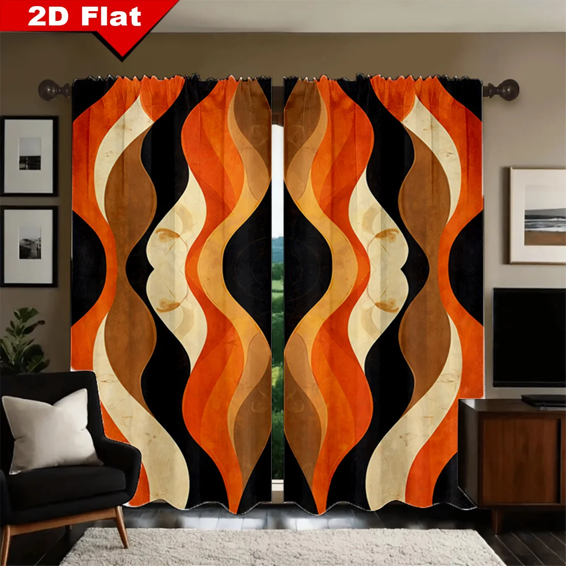 2pcs Retro Wave Flame Pattern Curtains Blackout Drapes for Living Room Modern Home Decor Orange BrownAbstract Print WindowPanels
2pcs Retro Wave Flame Pattern Curtains Blackout Drapes for Living Room Modern Home Decor Orange BrownAbstract Print WindowPanels