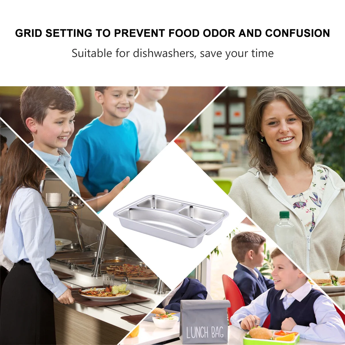 1Pcs Stainless Steel Plate Rustproof 304 Material Sub-Grid Food Storage Tray Home Office Restaurant Fast Food Grid Plate 
1Pcs Stainless Steel Plate Rustproof 304 Material Sub-Grid Food Storage Tray Home Office Restaurant Fast Food Grid Plate