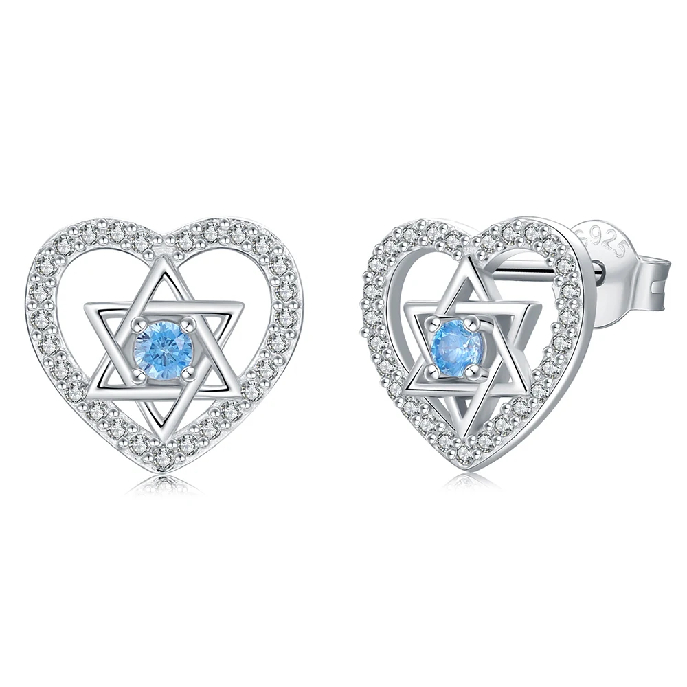 925 Sterling Silver Star Of David Stud Earrings With Blue Round Zircon Birthday Christmas Jewelry Gifts for Women Girls Friends
925 Sterling Silver Star Of David Stud Earrings With Blue Round Zircon Birthday Christmas Jewelry Gifts for Women Girls Friends