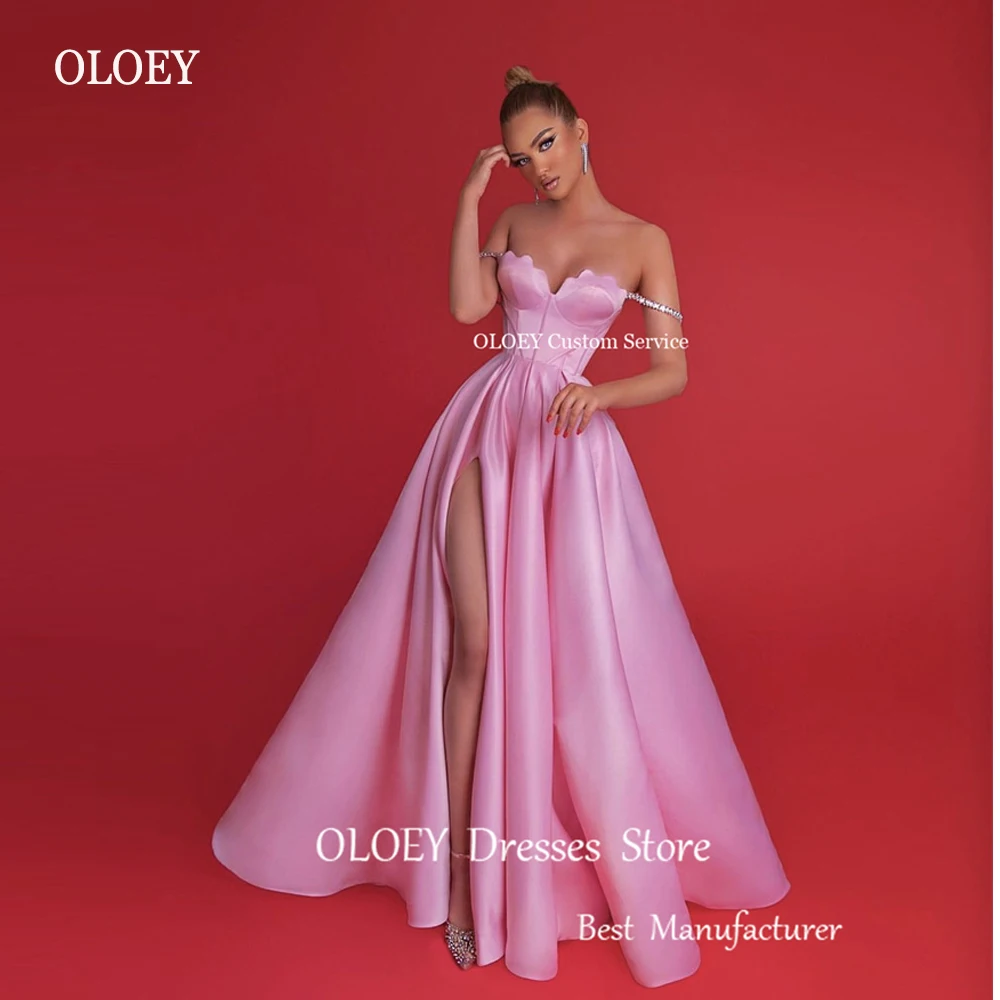 OLOEY 2023 Sweet Pink Shiny Satin A Line Evening Dresses Shiny Crystal Straps Sweetheart Split Dubai Arabic Women Evening Gowns
OLOEY 2023 Sweet Pink Shiny Satin A Line Evening Dresses Shiny Crystal Straps Sweetheart Split Dubai Arabic Women Evening Gowns