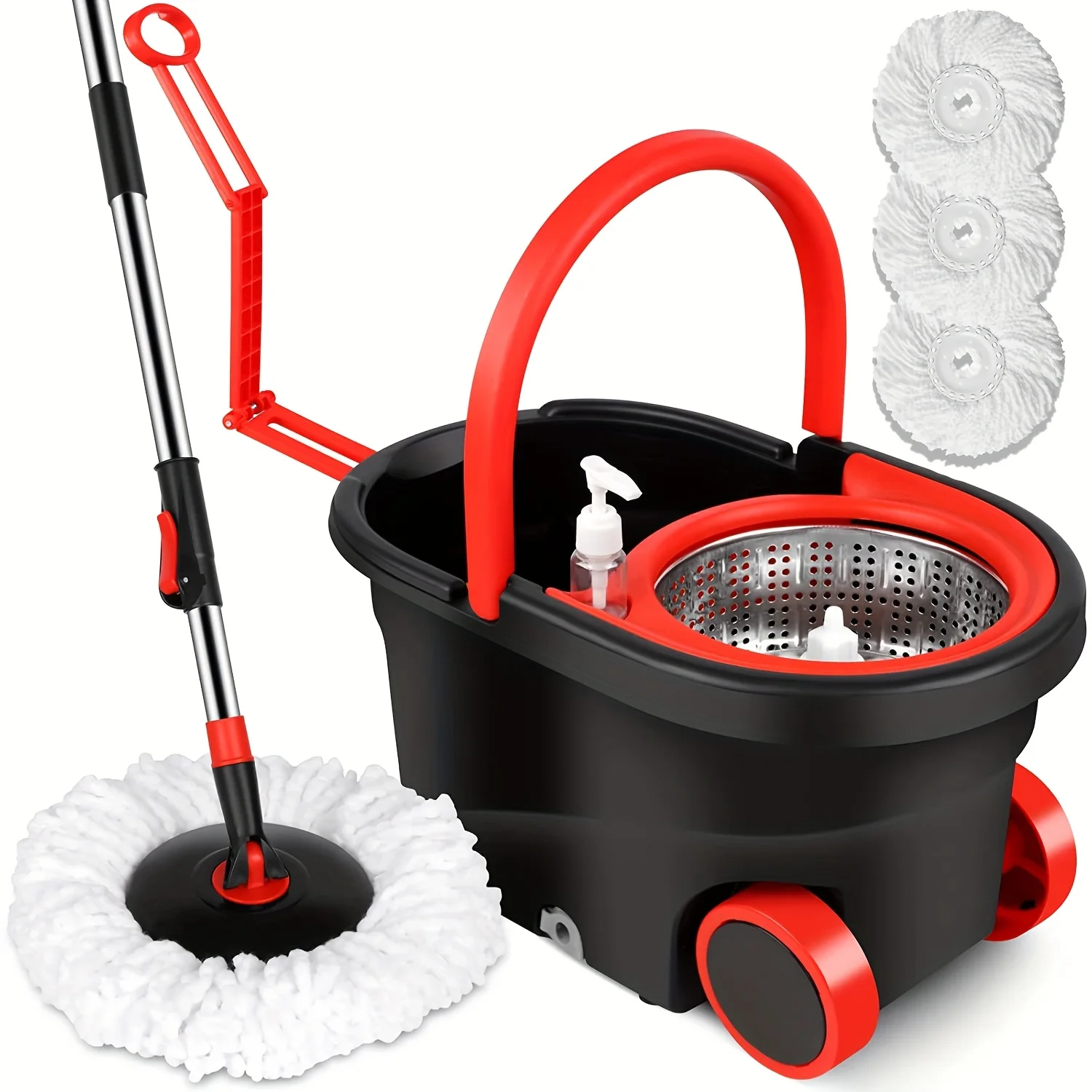 Набор вращающихся швабр и ведер с запястьем, 360° ° Система очистки пола, вращающаяся, 3 насадки для швабры из микрофибры и регулируемая ручка
Набор вращающихся швабр и ведер с запястьем, 360° ° Система очистки пола, вращающаяся, 3 насадки для швабры из микрофибры и регулируемая ручка