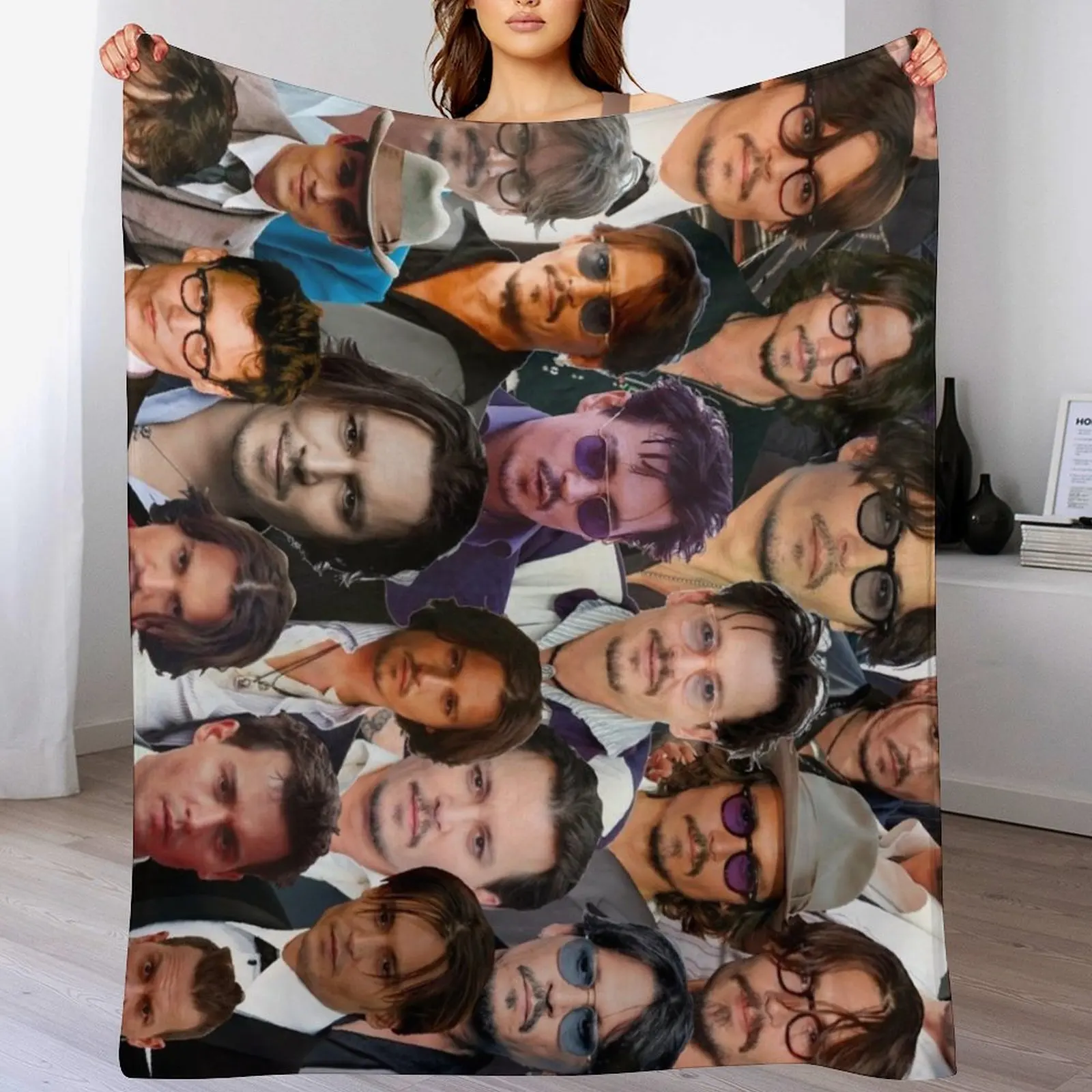 Johnny Depp Photo Collage Throw Blanket Travel Size Cozy Blanket for Plane Train
Johnny Depp Photo Collage Throw Blanket Travel Size Cozy Blanket for Plane Train