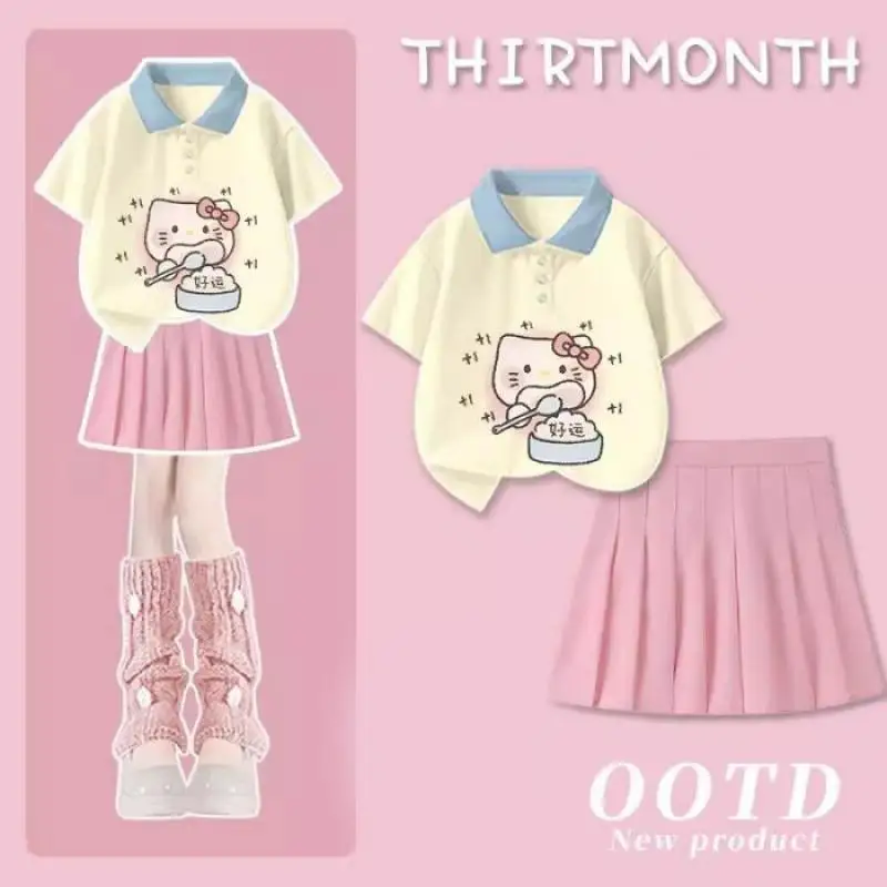 Anime Hello Kitty Girls Polo Shirt Short Sleeve Short Skirt Suit Jk College Style T-Shirt Pleated Skirt Two-Piece Set Gift
Anime Hello Kitty Girls Polo Shirt Short Sleeve Short Skirt Suit Jk College Style T-Shirt Pleated Skirt Two-Piece Set Gift