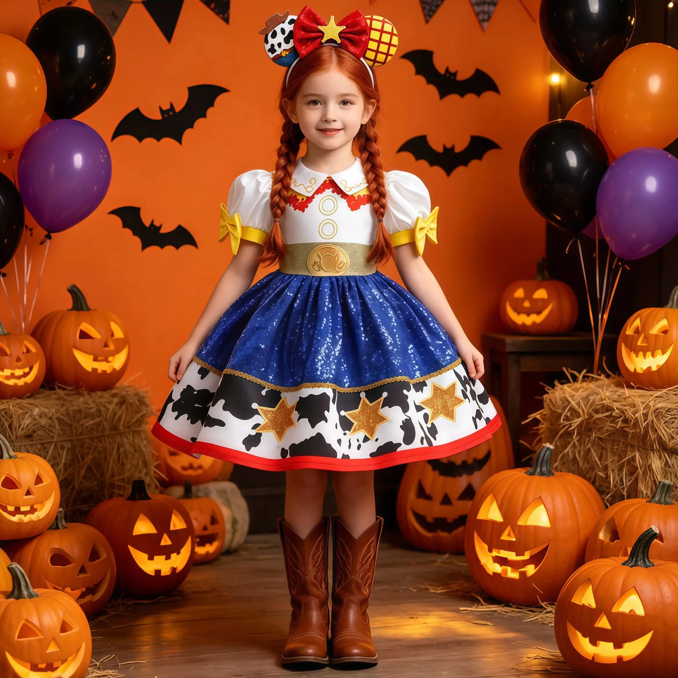 Halloween Toy Woody Dress Up Costume Girls Jessie Cosplay Dress With Headwear Carnival Party Kids Stage Performance Fancy Outfit
Halloween Toy Woody Dress Up Costume Girls Jessie Cosplay Dress With Headwear Carnival Party Kids Stage Performance Fancy Outfit