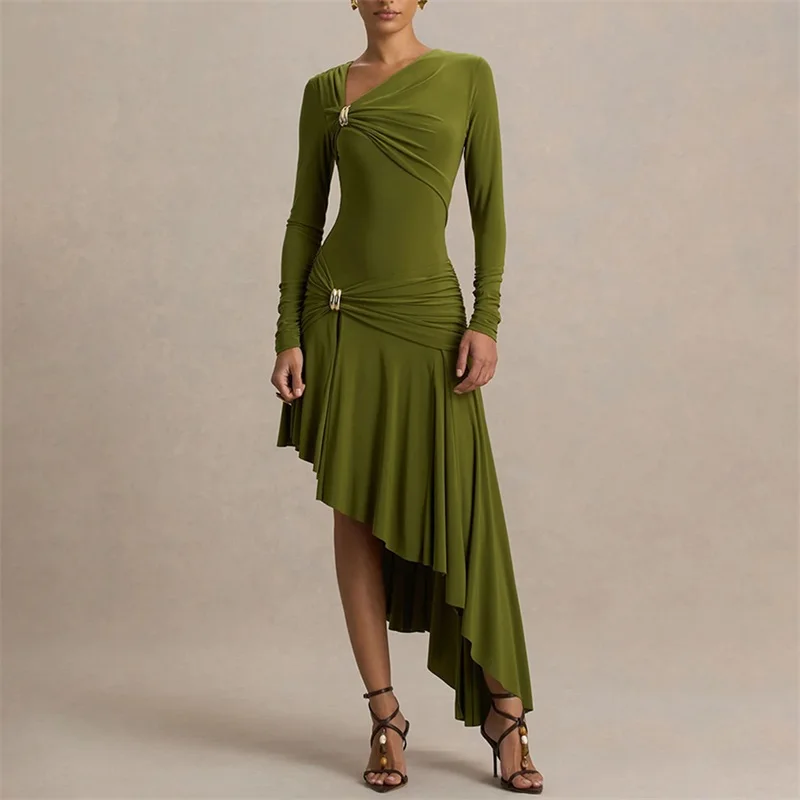 Ruffled Metal Connection Women Prom Dress High Slit Tight Fitting Party Gown Hot Green Black New Waisted Evening Skirt In Stock
Ruffled Metal Connection Women Prom Dress High Slit Tight Fitting Party Gown Hot Green Black New Waisted Evening Skirt In Stock