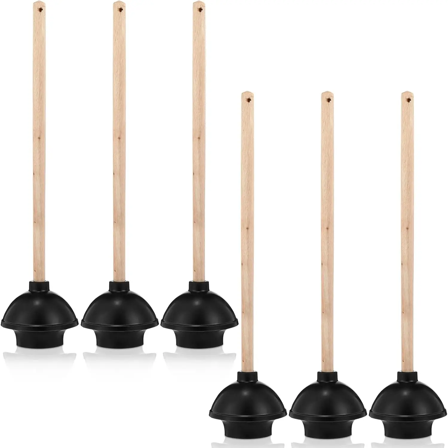6 Pcs Heavy Duty Toilet Plunger with Long Wooden Handle, Double Thrust Suction Cup for Bathroom, Black
6 Pcs Heavy Duty Toilet Plunger with Long Wooden Handle, Double Thrust Suction Cup for Bathroom, Black