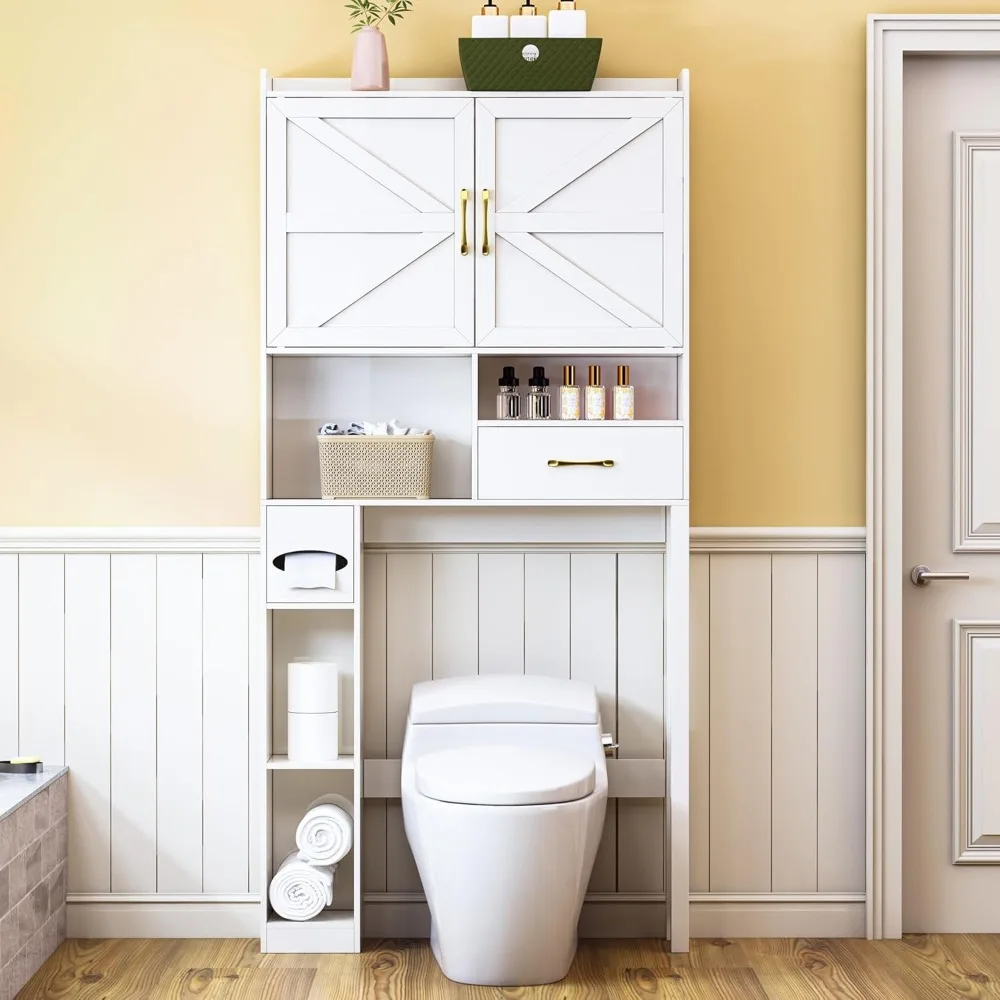 Over The Toilet Storage Cabinet with Cabinet Doors and Drawers, Farmhouse Storage Cabinet with Paper Towel Holders, Home Space-S
Over The Toilet Storage Cabinet with Cabinet Doors and Drawers, Farmhouse Storage Cabinet with Paper Towel Holders, Home Space-S