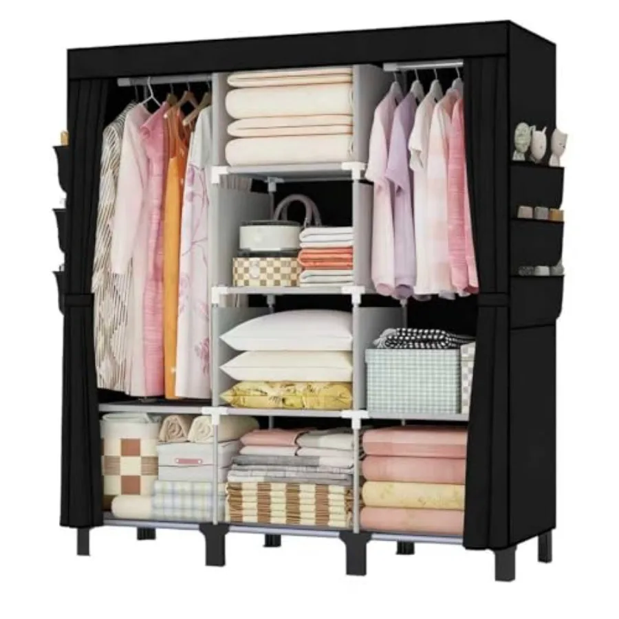 Portable Wardrobe, Clothes Organizer, Easy Hanger Wardrobe, Multiple Dividers and 3 Drawers, 6 Side Pockets Large Capacity
Portable Wardrobe, Clothes Organizer, Easy Hanger Wardrobe, Multiple Dividers and 3 Drawers, 6 Side Pockets Large Capacity