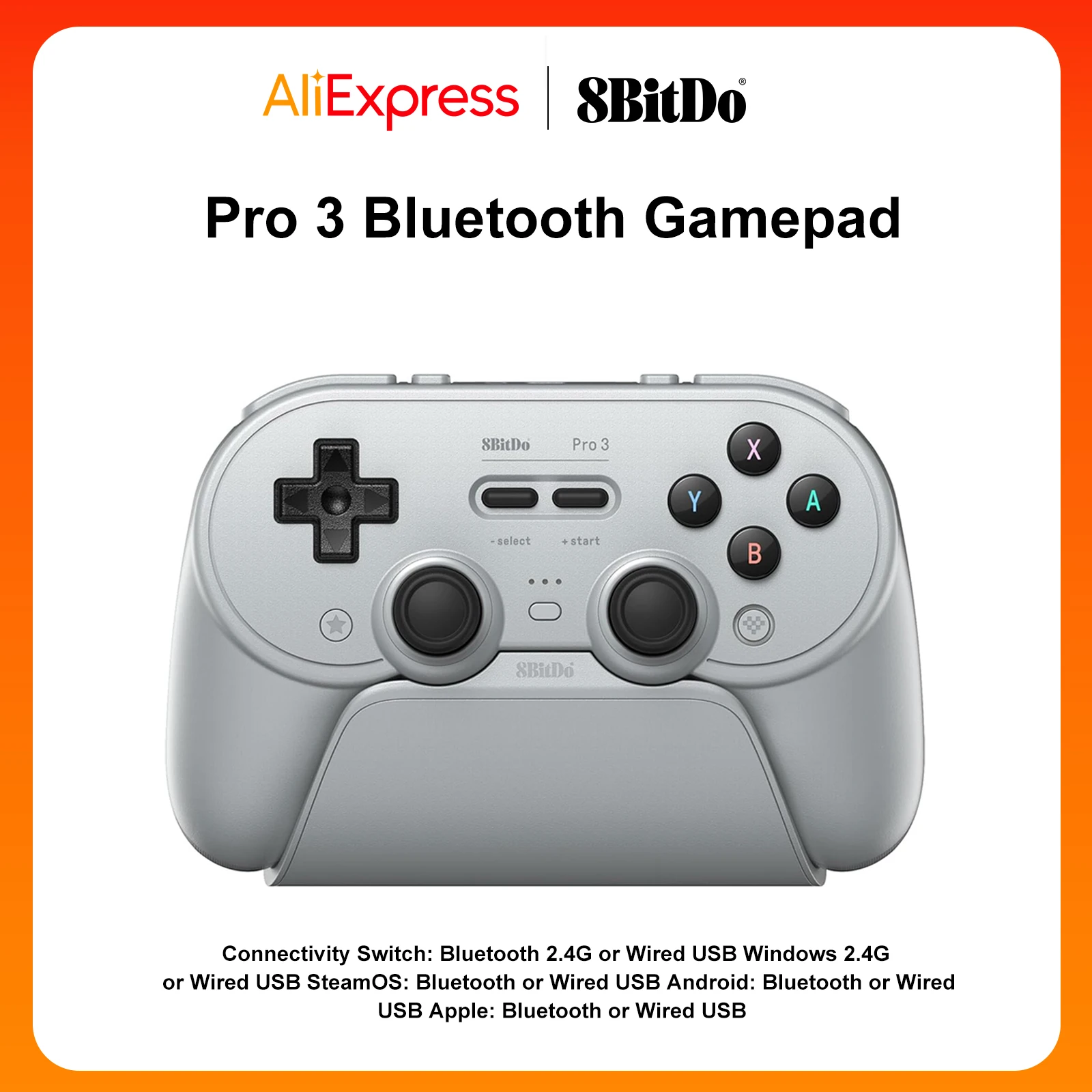 8BitDo Pro 3 Bluetooth Controller for Nintendo Switch 1/2, Windows, Apple, SteamOS, Android with TMR Joysticks, Charging Dock
8BitDo Pro 3 Bluetooth Controller for Nintendo Switch 1/2, Windows, Apple, SteamOS, Android with TMR Joysticks, Charging Dock