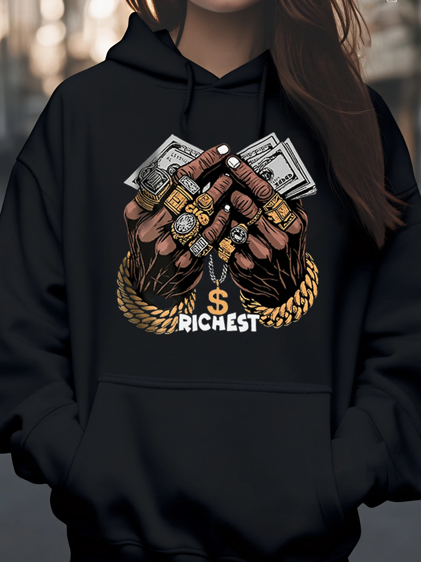 Толстовка с капюшоном Money Hands and Richest с принтом, рождественская повседневная одежда для мужчин и женщин
Толстовка с капюшоном Money Hands and Richest с принтом, рождественская повседневная одежда для мужчин и женщин