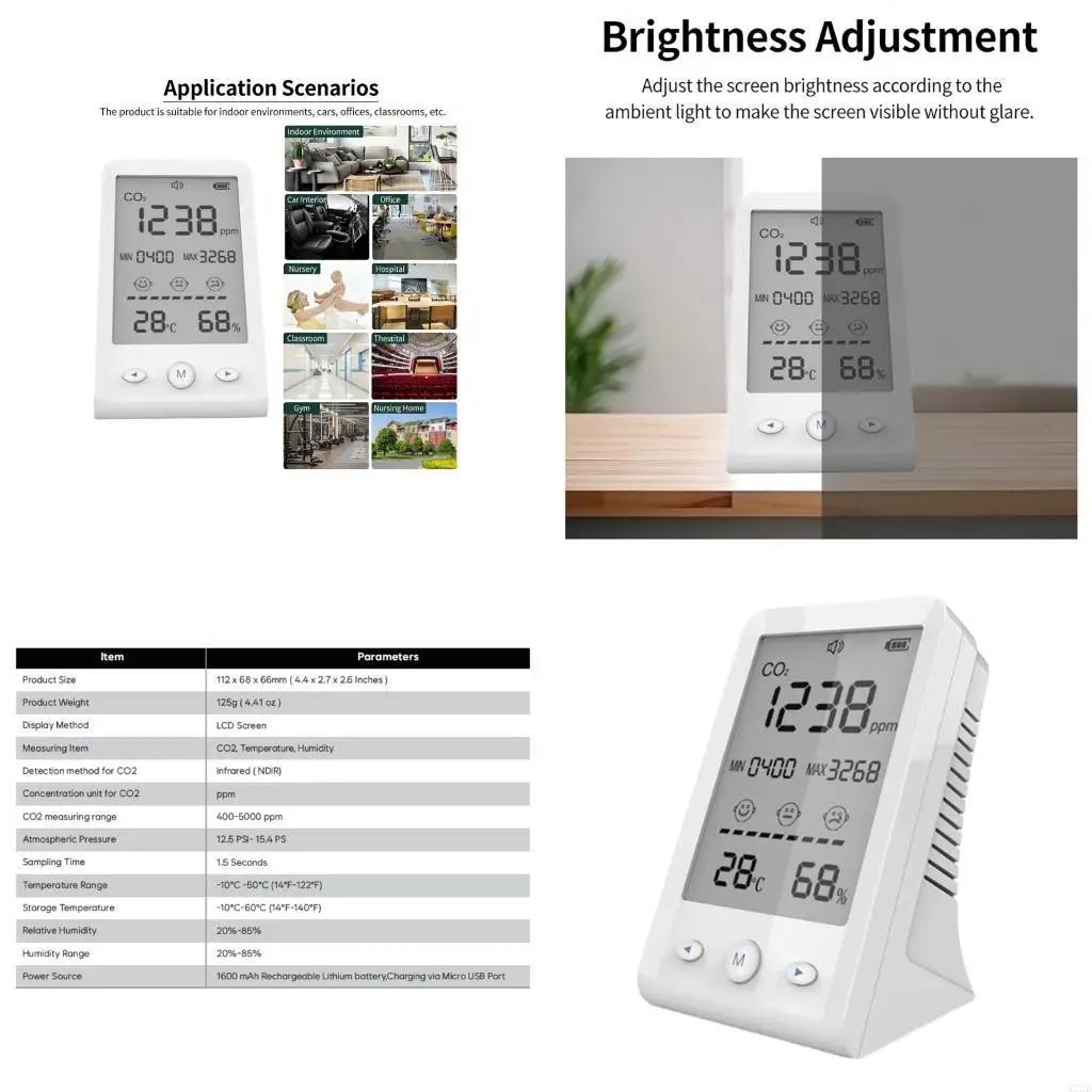 Q22B IR NDIR CO2 Detectors with Immediate Temperature & Moisture Monitoring Lightweight CO2 Monitor ABS for Home Office
Q22B IR NDIR CO2 Detectors with Immediate Temperature & Moisture Monitoring Lightweight CO2 Monitor ABS for Home Office