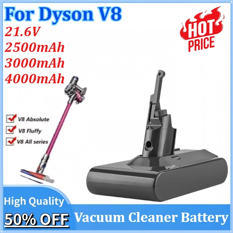 New 21.6V 2500/3000/4000mAh Replacement Battery for Dyson V8 Absolute /Fluffy/Animal Li-ion Vacuum Cleaner rechargeable Battery
New 21.6V 2500/3000/4000mAh Replacement Battery for Dyson V8 Absolute /Fluffy/Animal Li-ion Vacuum Cleaner rechargeable Battery